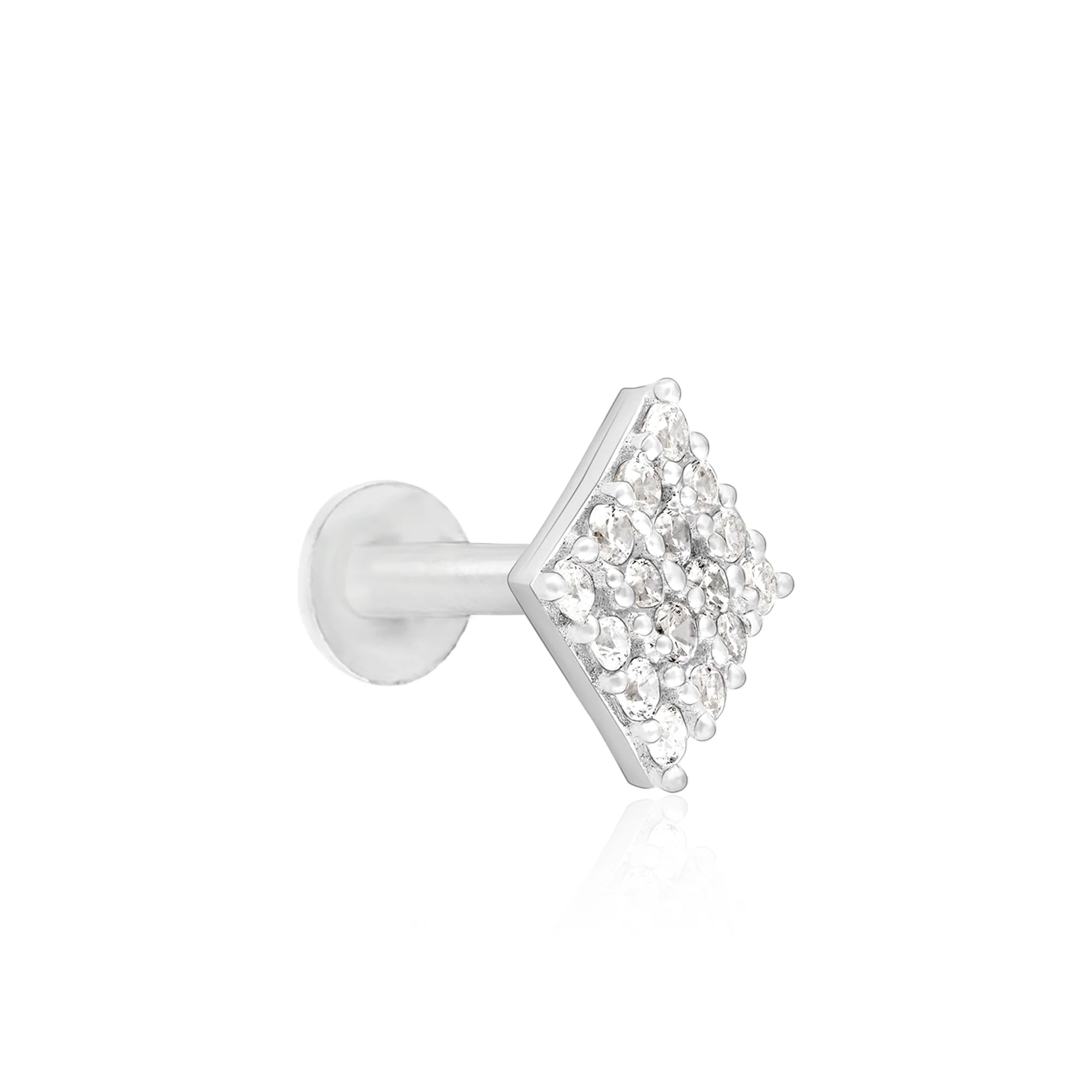 Diamond Cluster Silver Nose Pin - Image 2