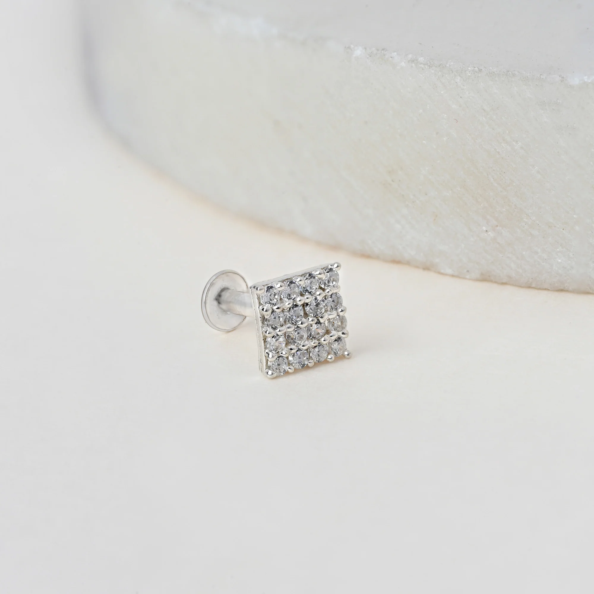 Diamond Cluster Silver Nose Pin - Image 3