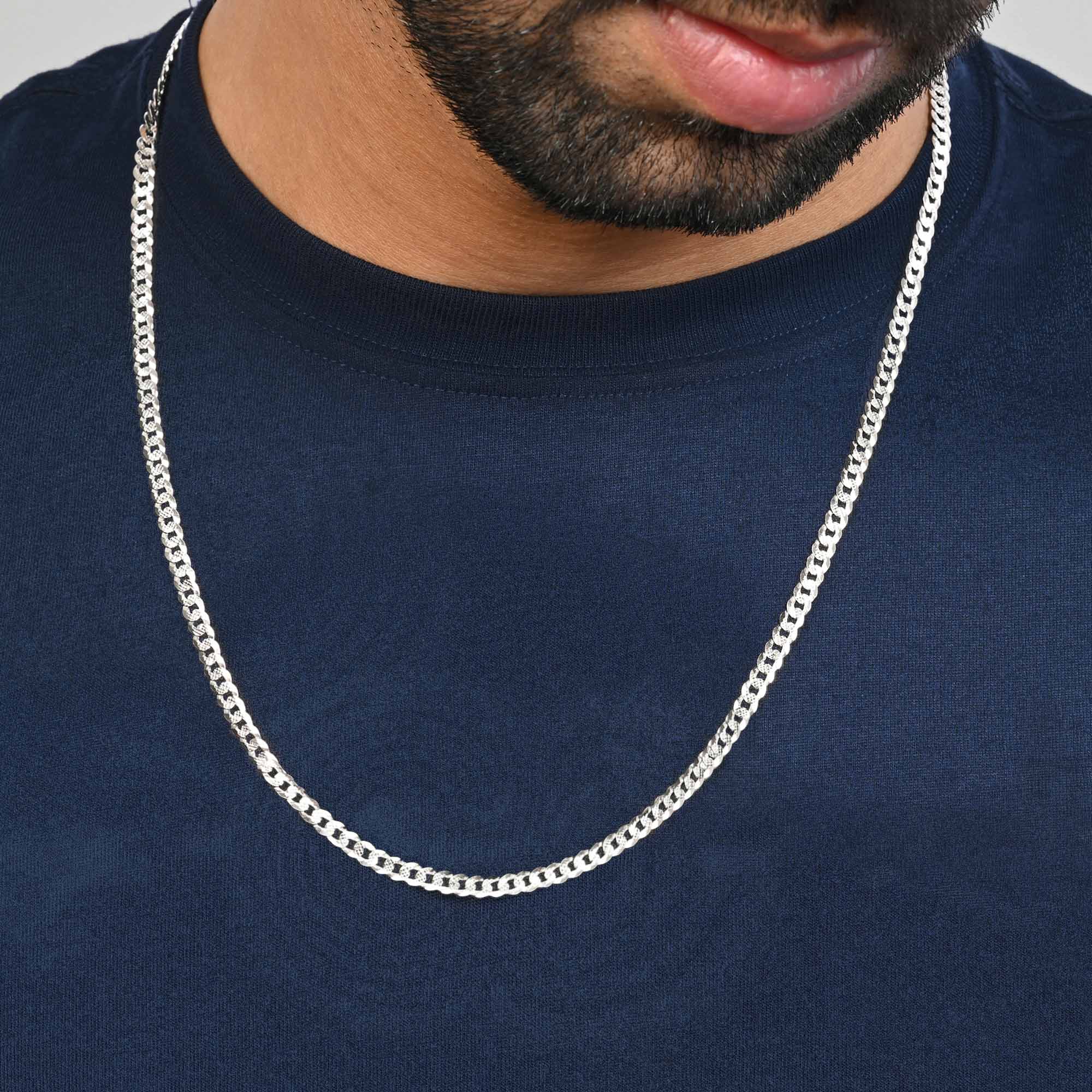 Diamond-Cut Curb Silver Chain - Image 2