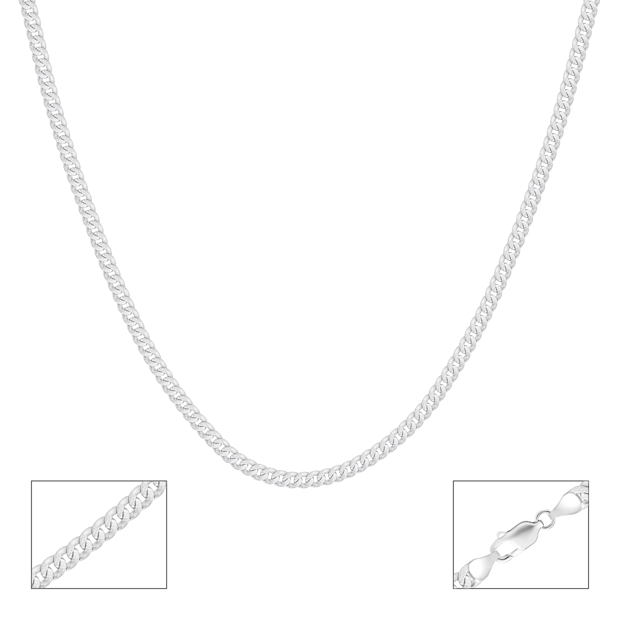 Diamond-Cut Curb Silver Chain - Image 3