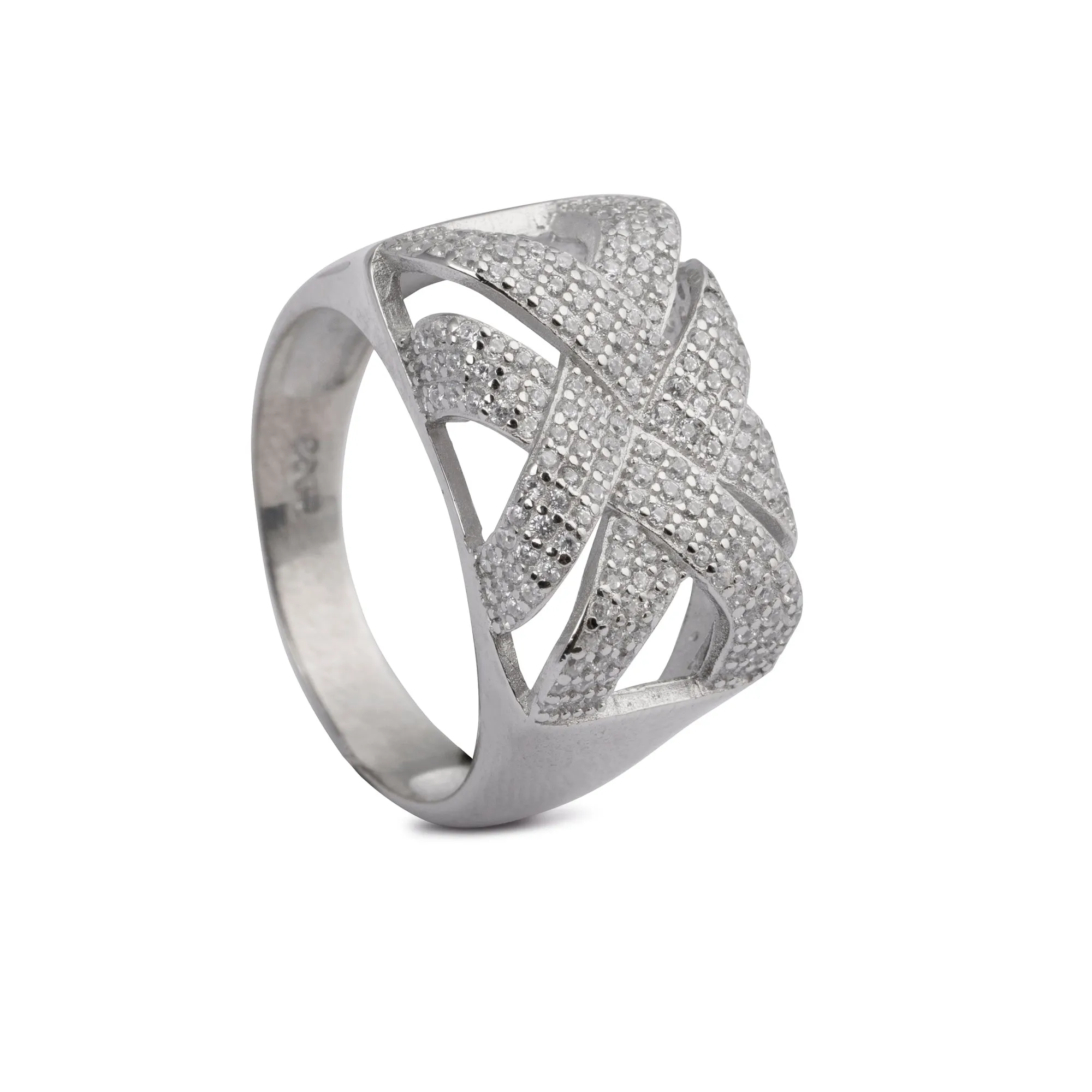 Divine Crosshatch CZ Elegance Ring - Image 4