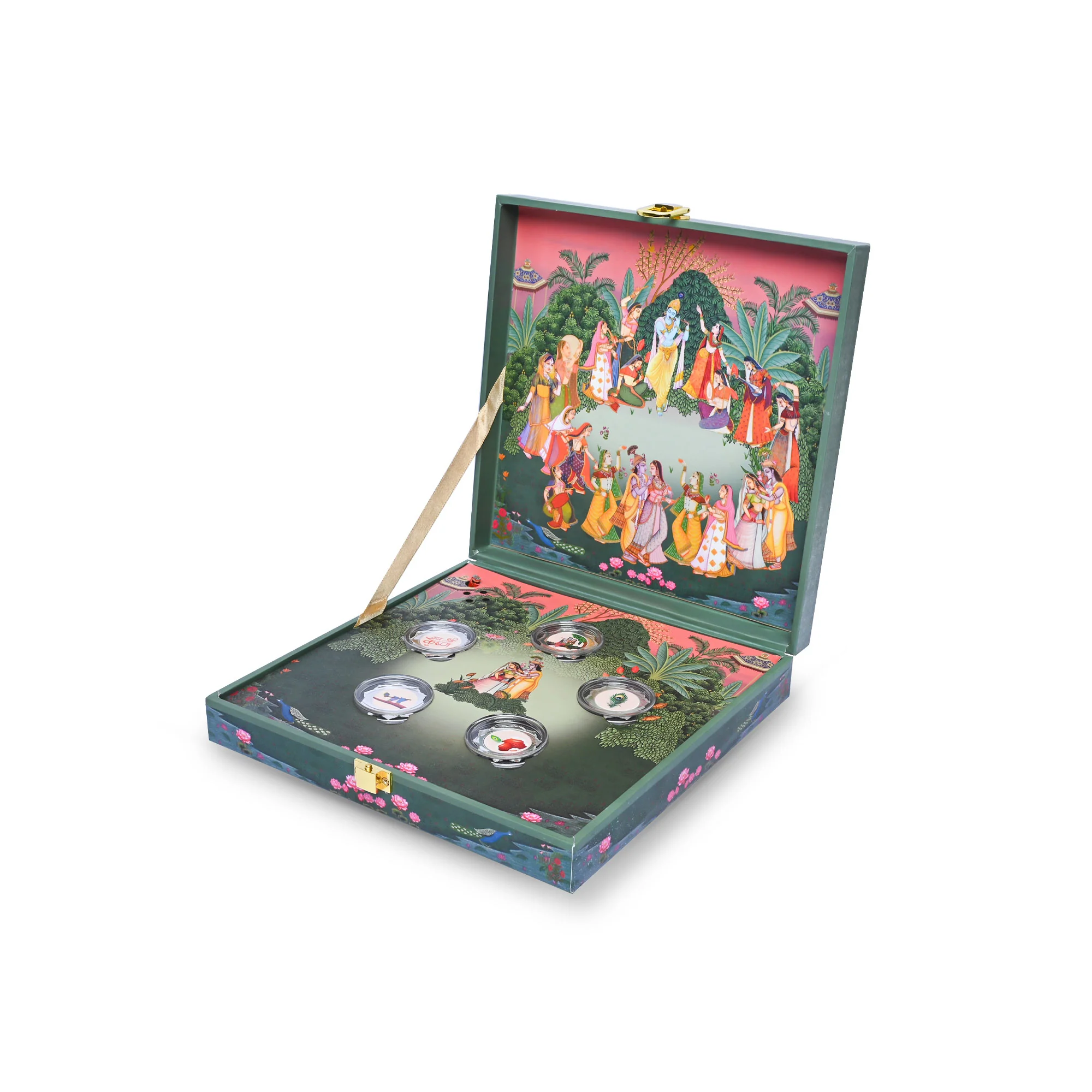 Krishna Divine Musical 999 Silver Coin Box (5 Coins) - Image 4