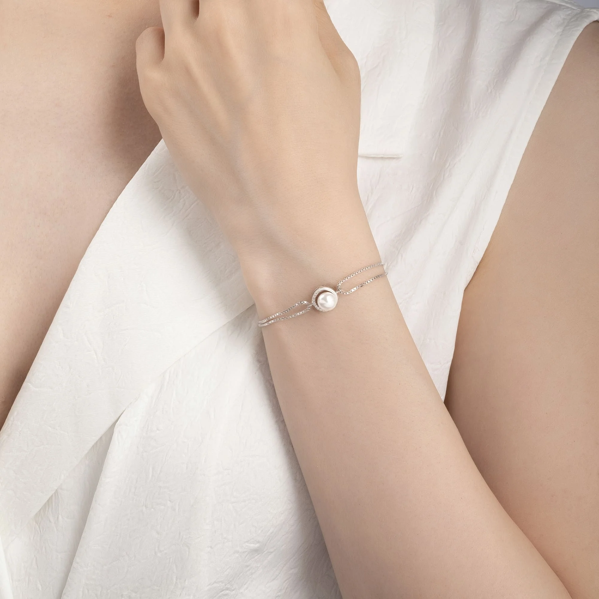 Double Chain Pearl Bracelet - Image 5