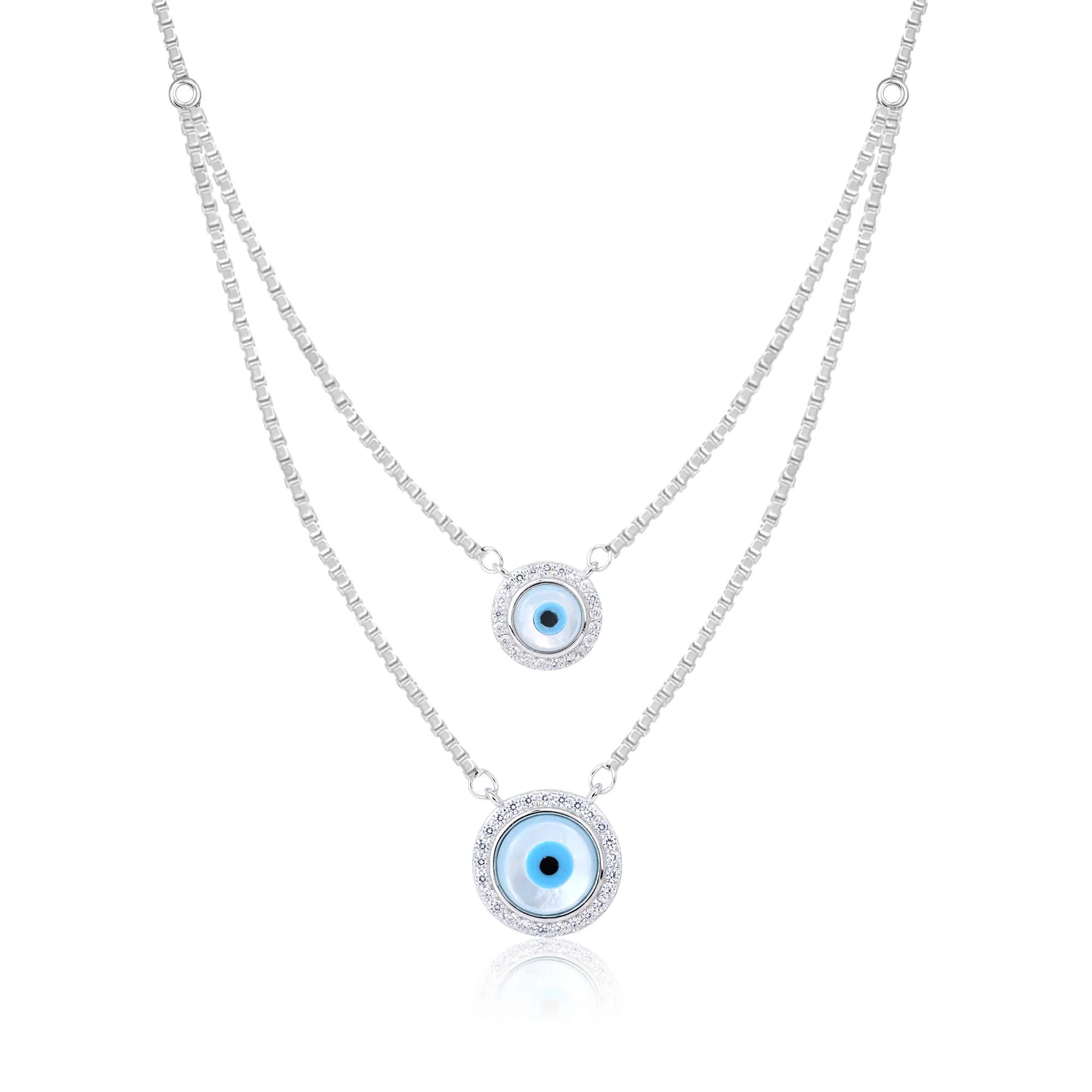 Double Layer Evil Eye Necklace Set - Image 4