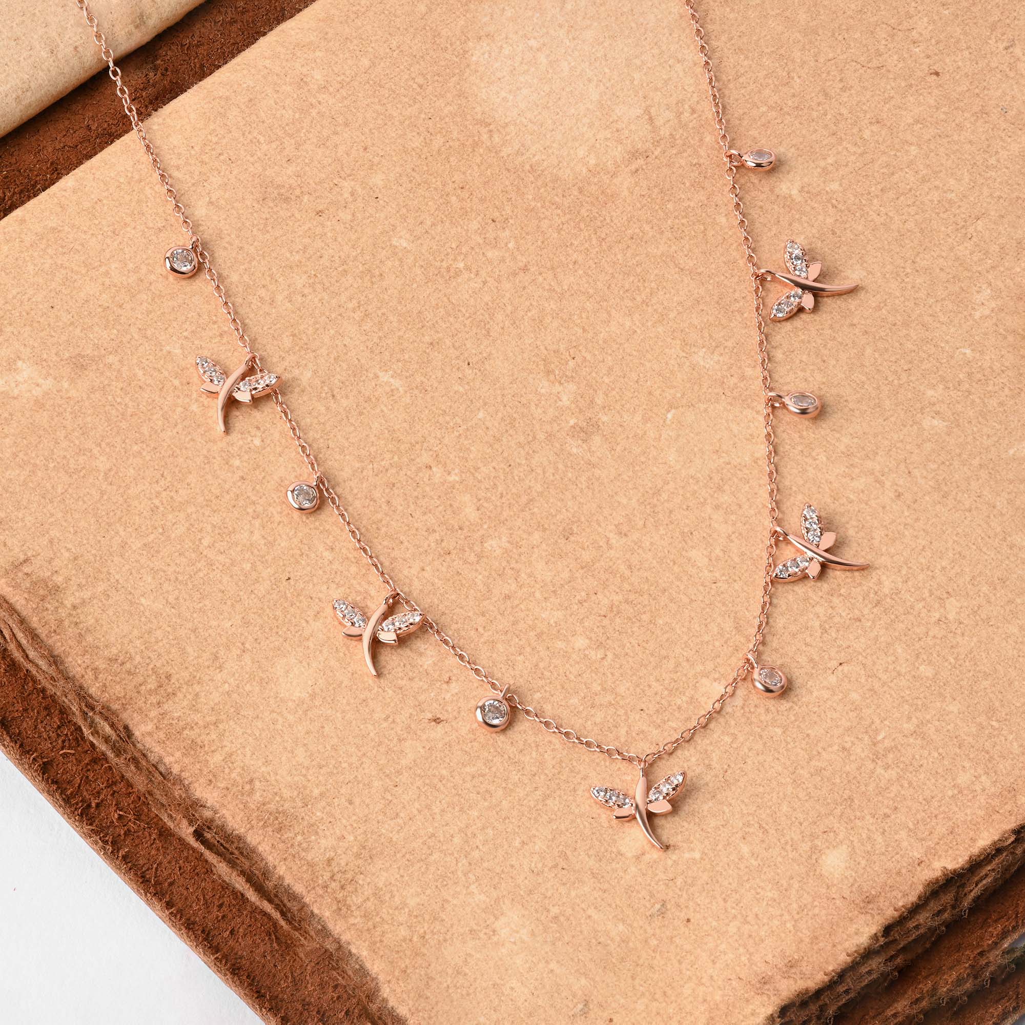 Dragonfly Charm Station Necklace