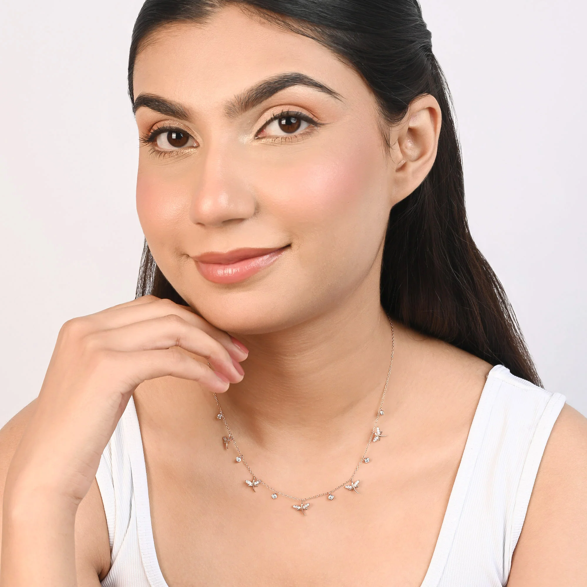 Dragonfly Charm Station Necklace - Image 3