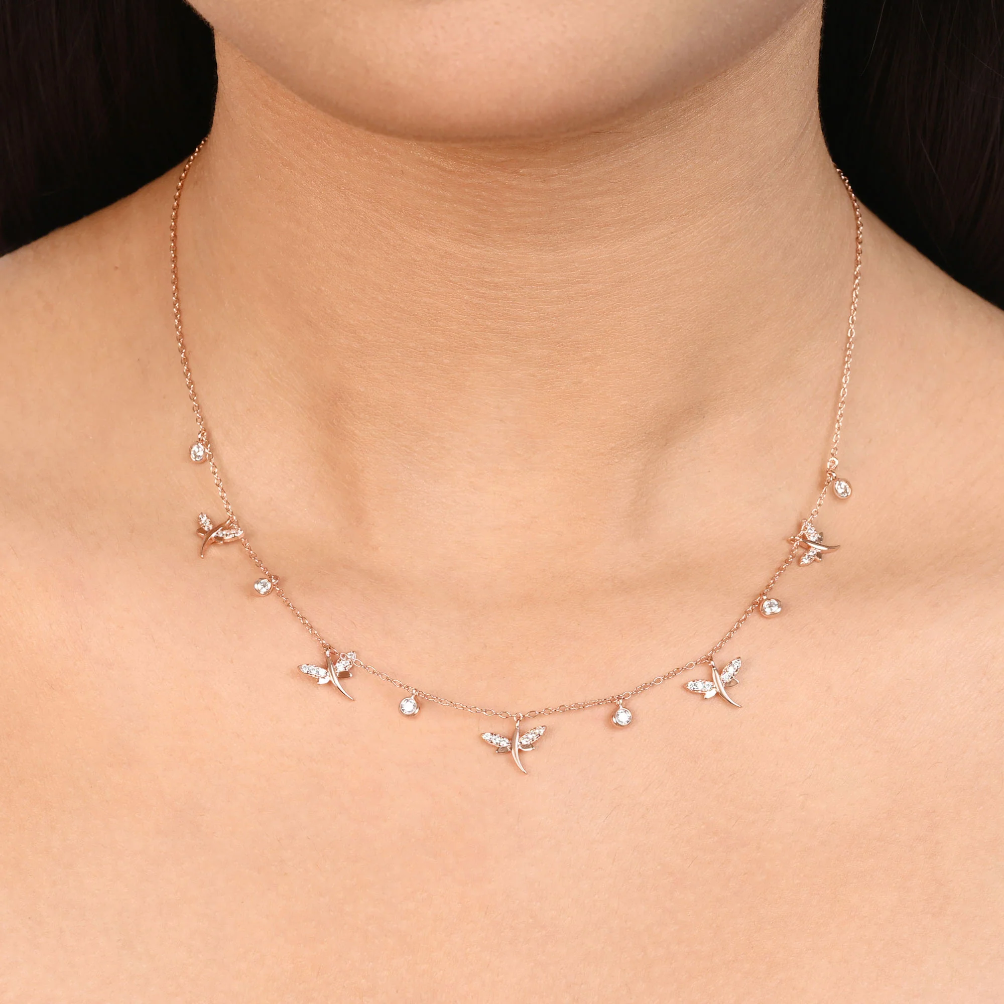 Dragonfly Charm Station Necklace - Image 4