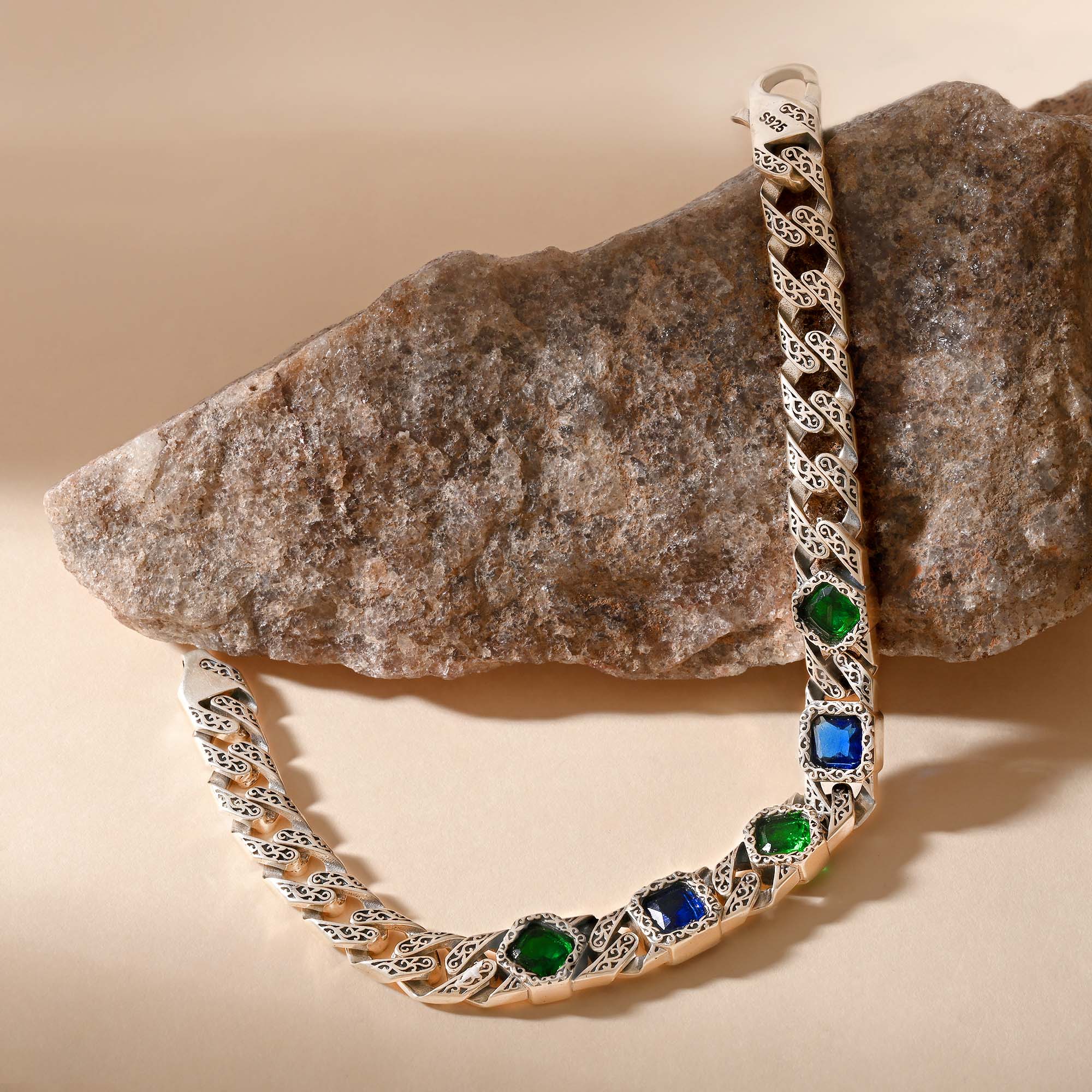 Dual-Tone Gemstone Link Bracelet