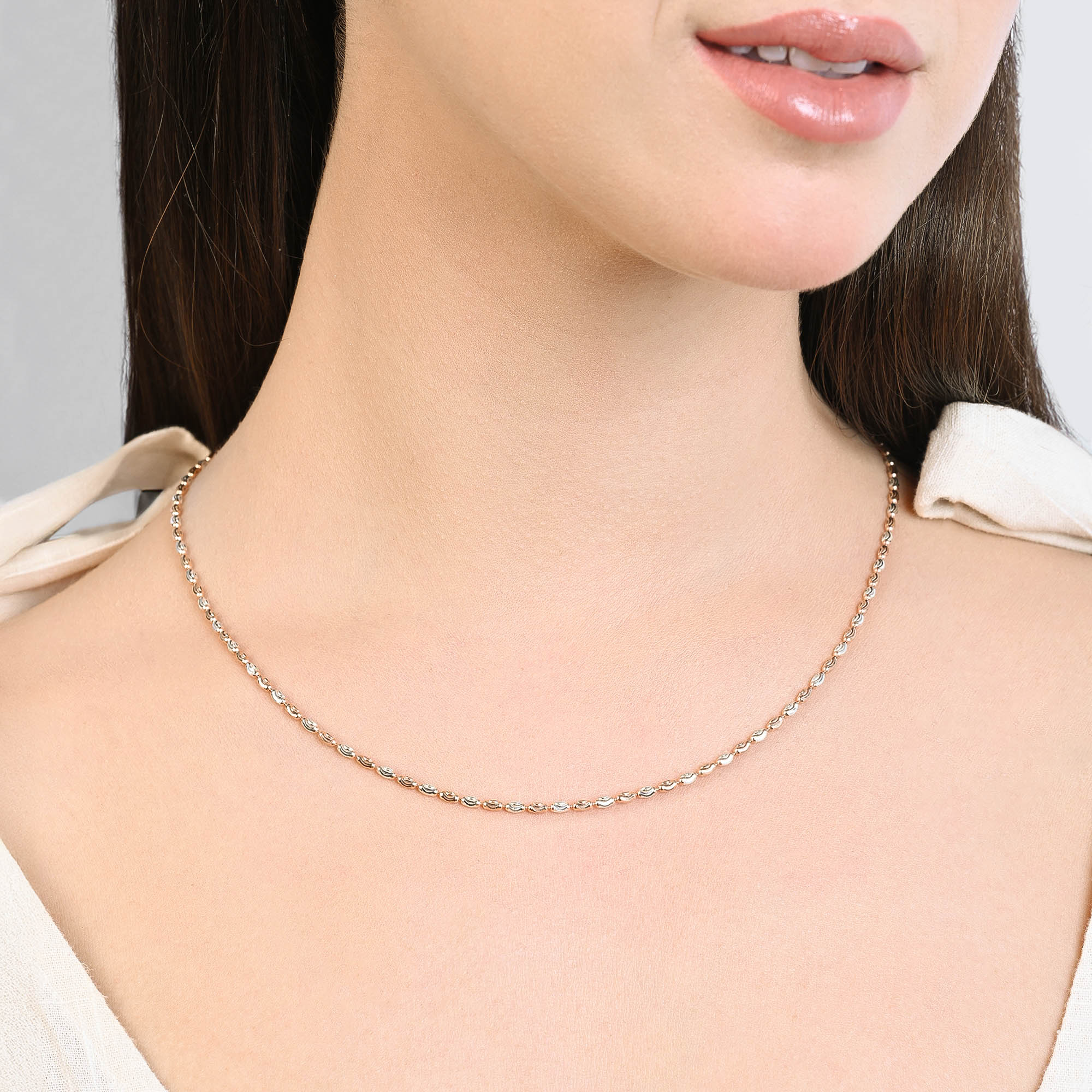 Dual-Tone Wave Beaded Silver Chain - Image 4