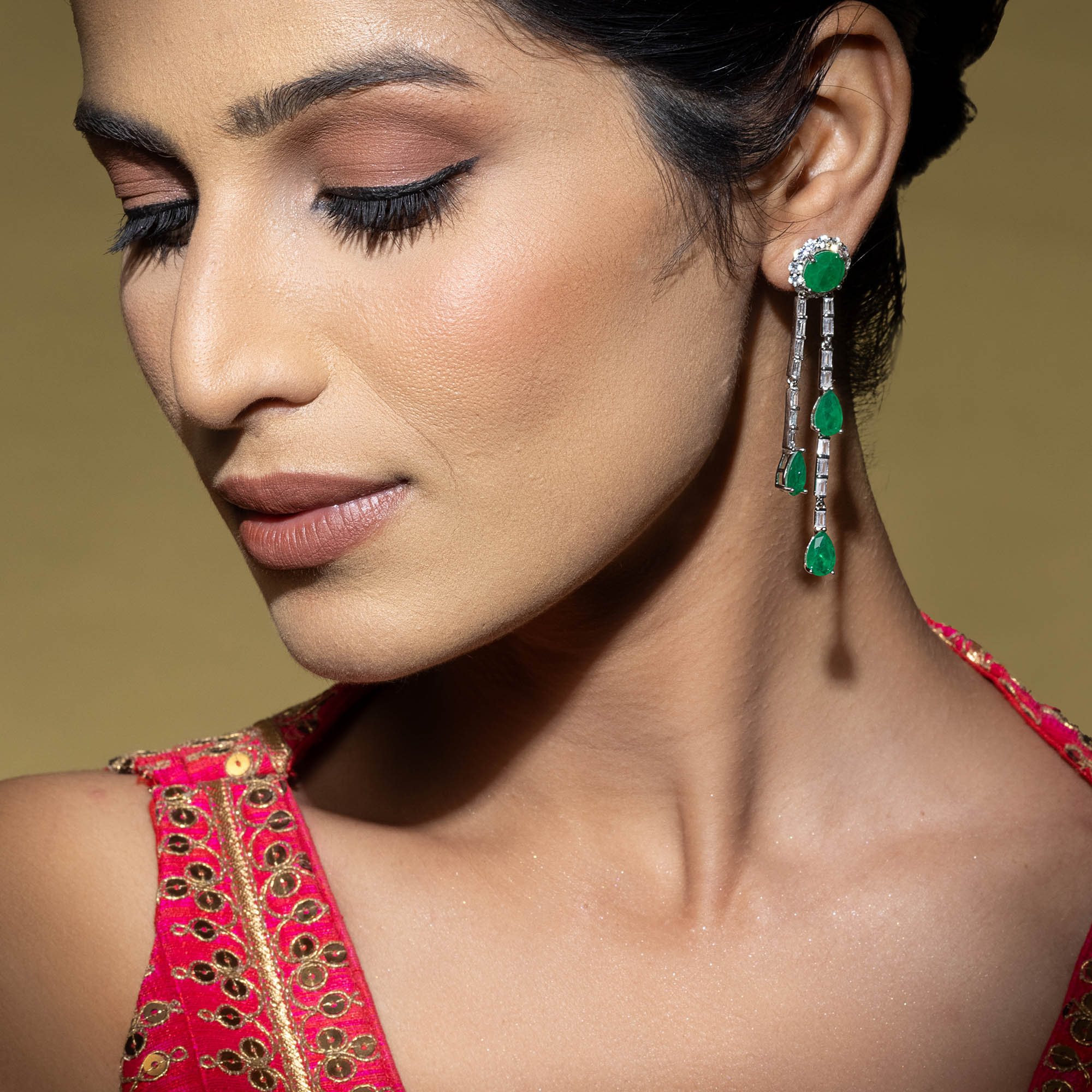 Emerald Drop Earrings - Image 3