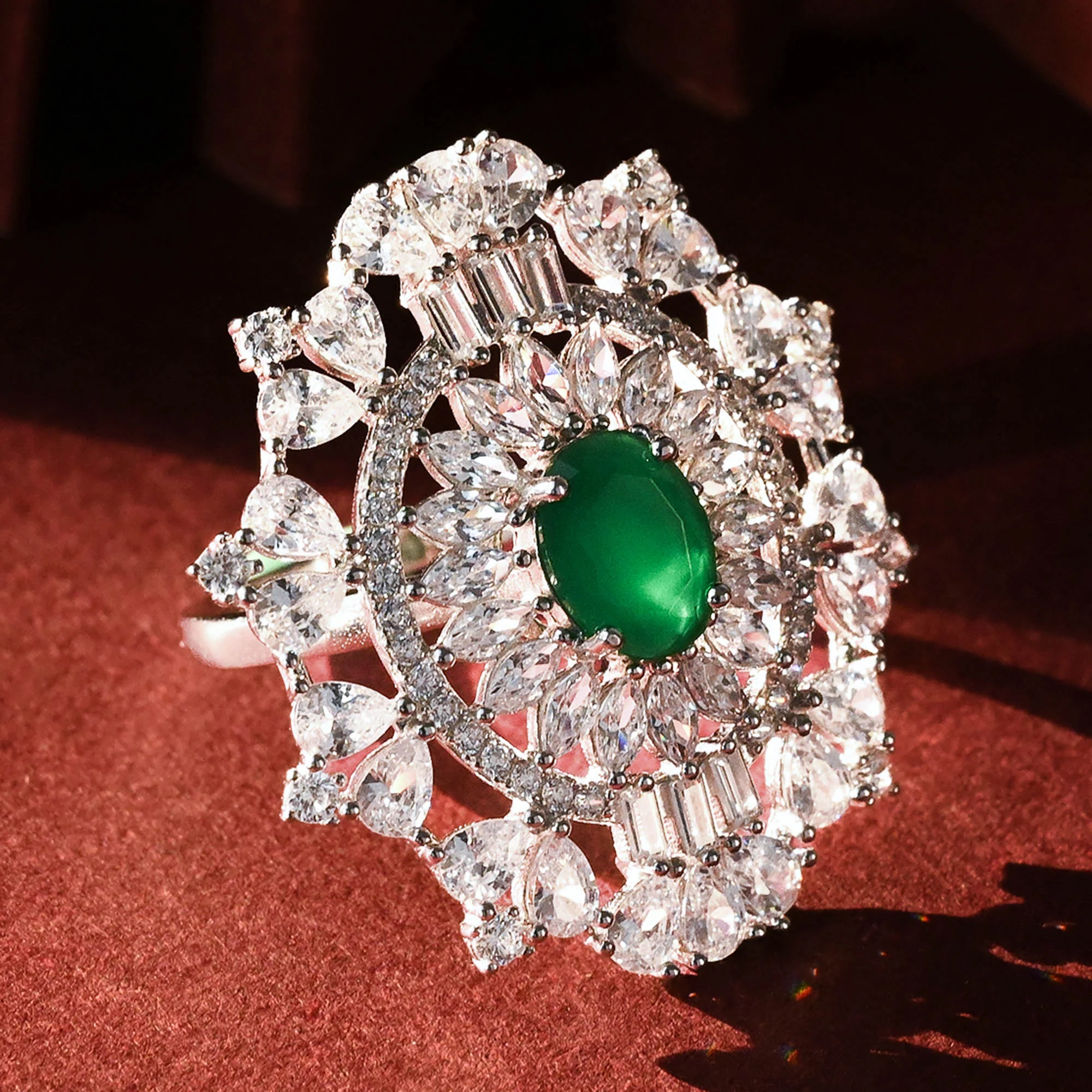 Emerald Sparkle Statement Ring - Image 4