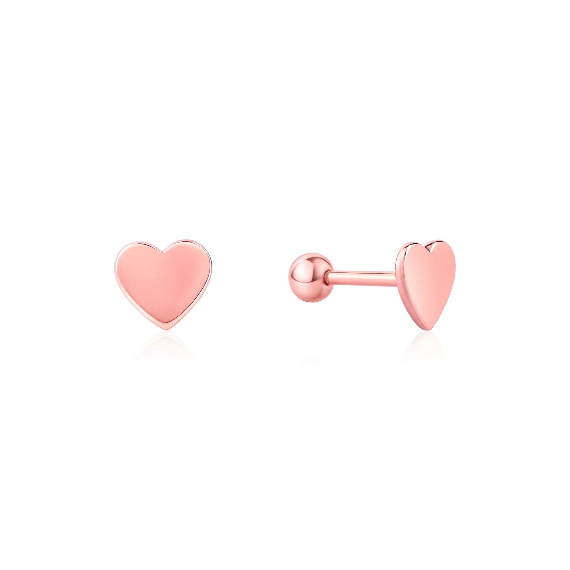 Flat Heart Stud Earring - Image 2
