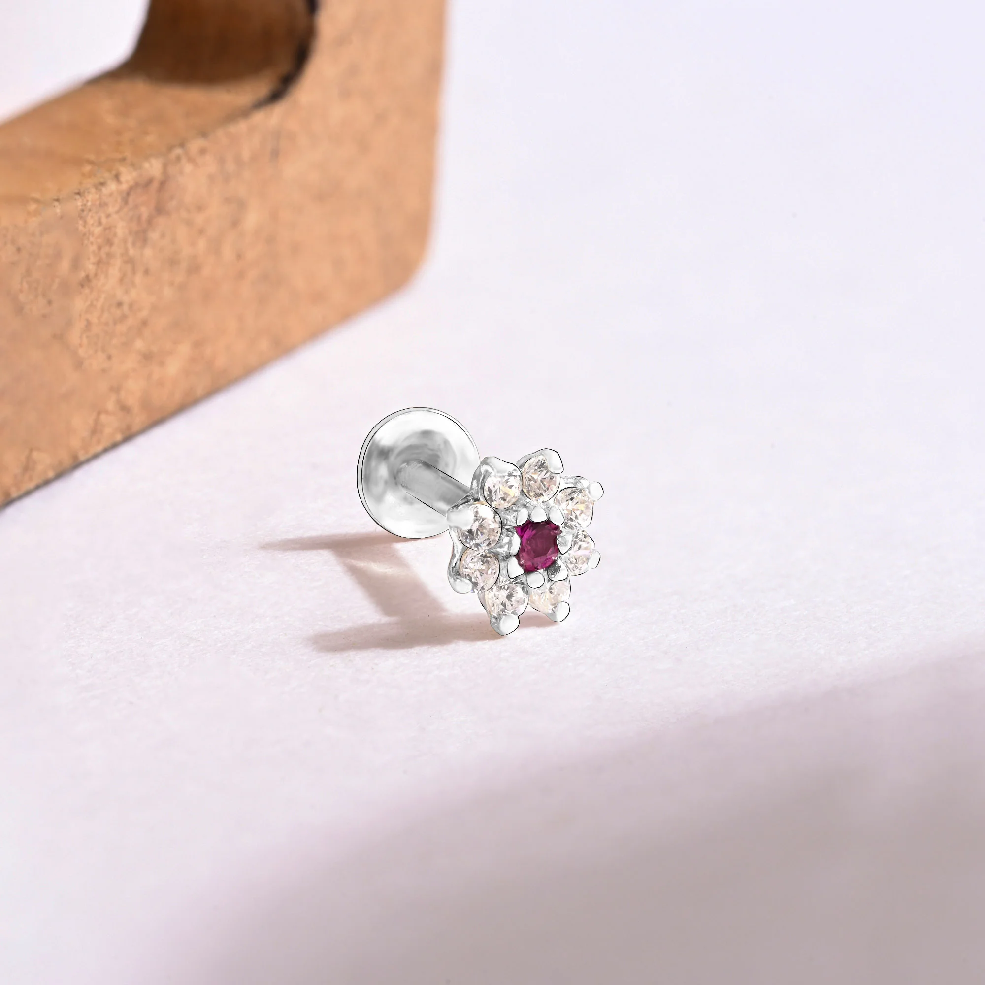 Floral Bloom Silver Nose Pin - Image 10