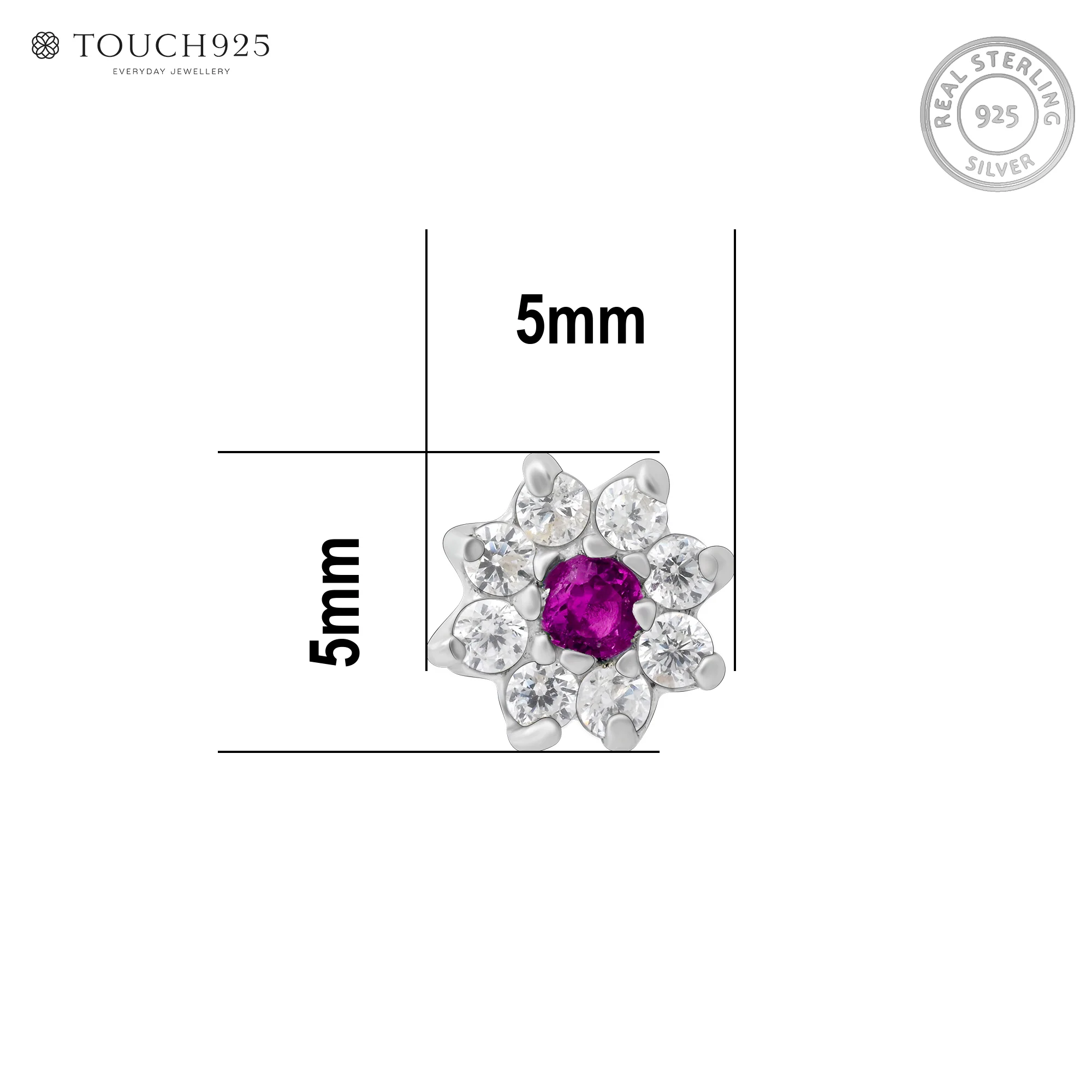 Floral Bloom Silver Nose Pin - Image 12