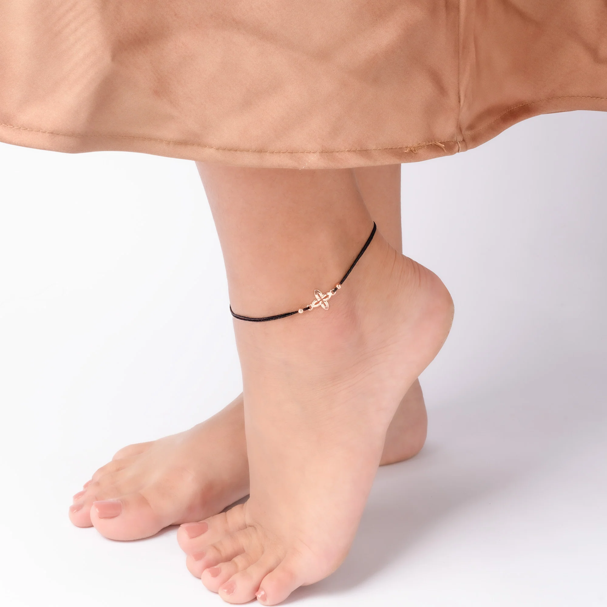 Silver Floral Charm Anklet - Image 4