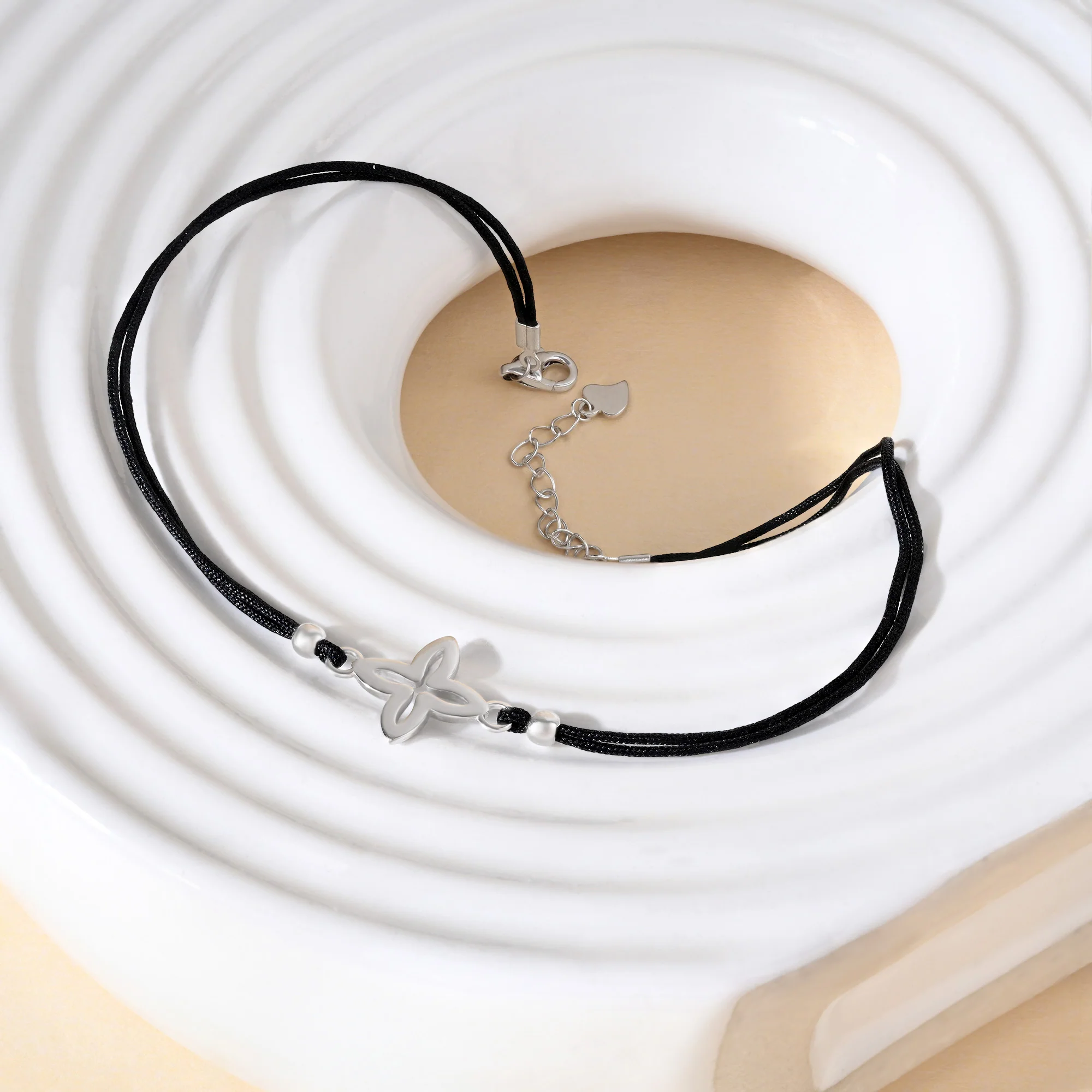 Silver Floral Charm Anklet - Image 9
