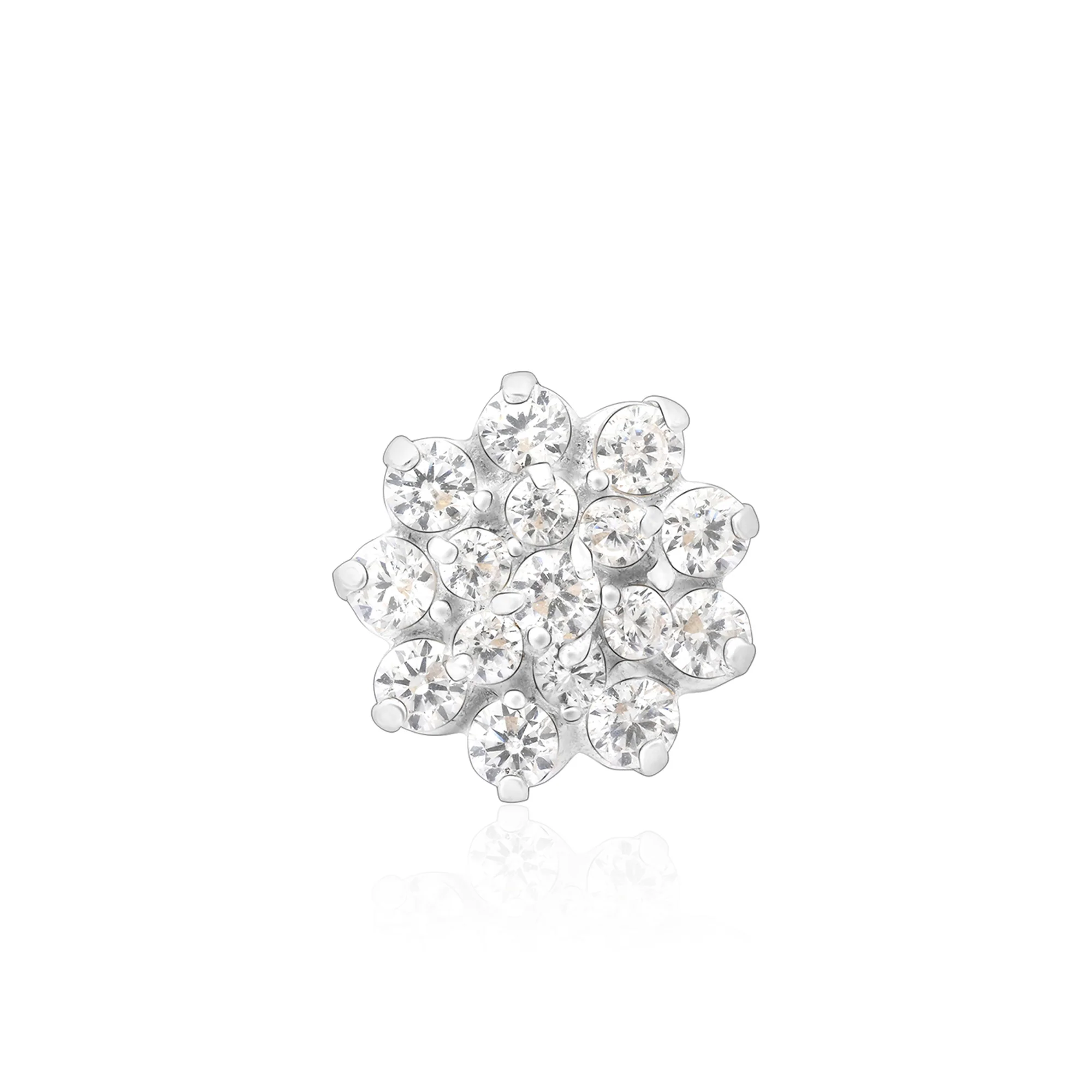 Floral Cluster Silver Nose Pin - Image 4