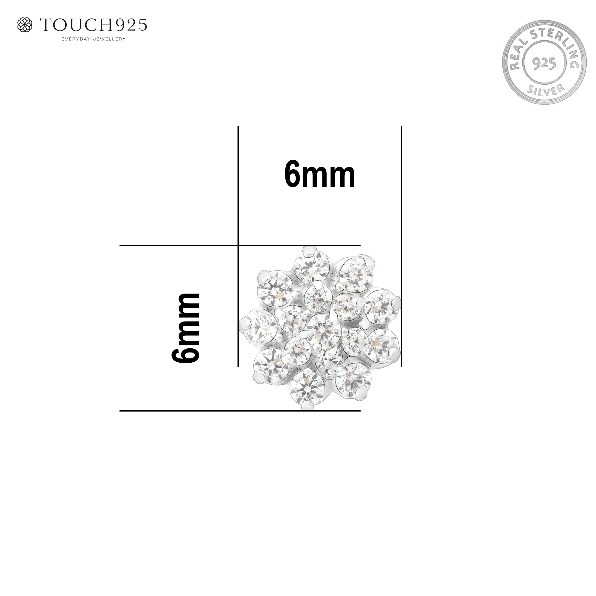 Floral Cluster Silver Nose Pin - Image 6