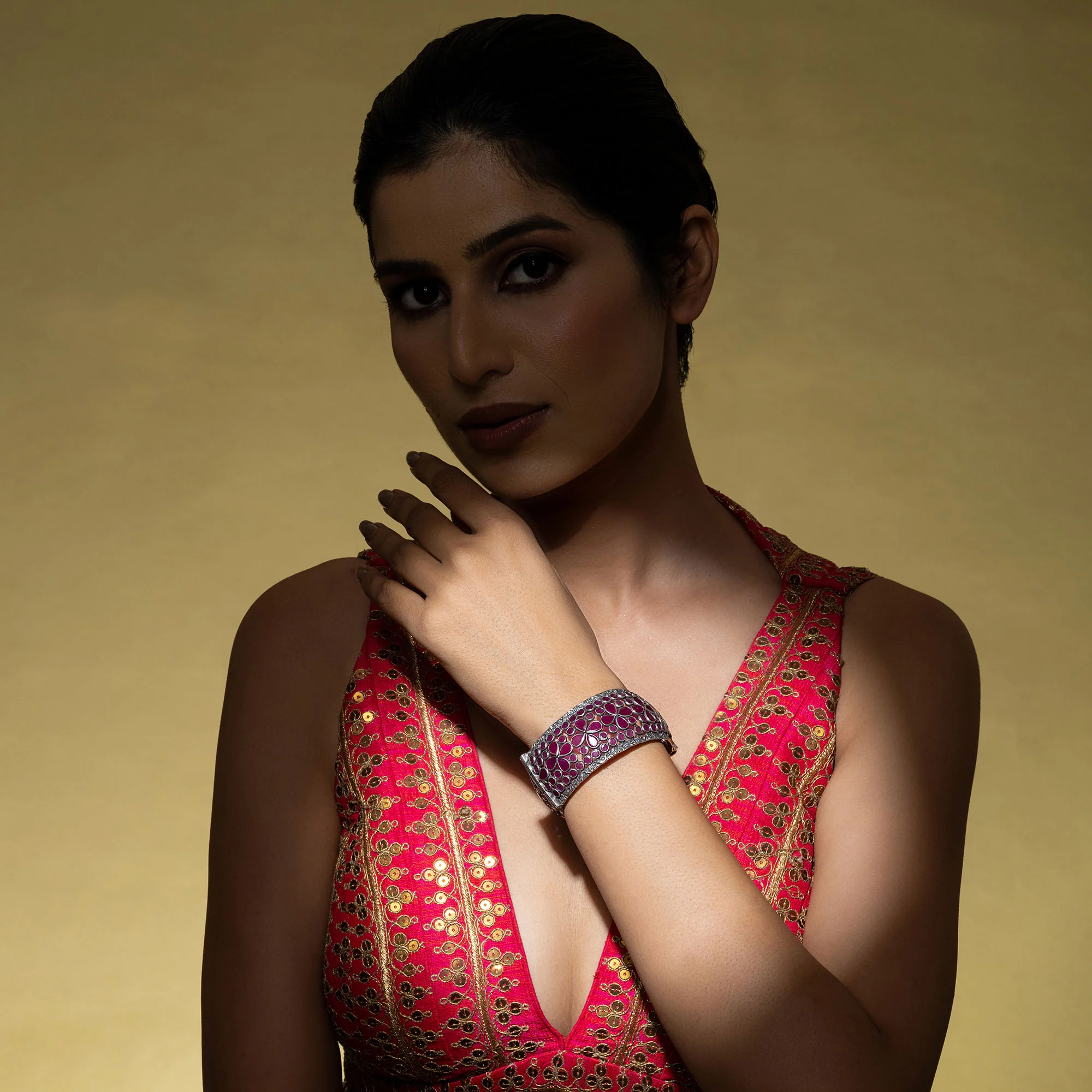 Floral Cutwork Silver Kada - Image 4