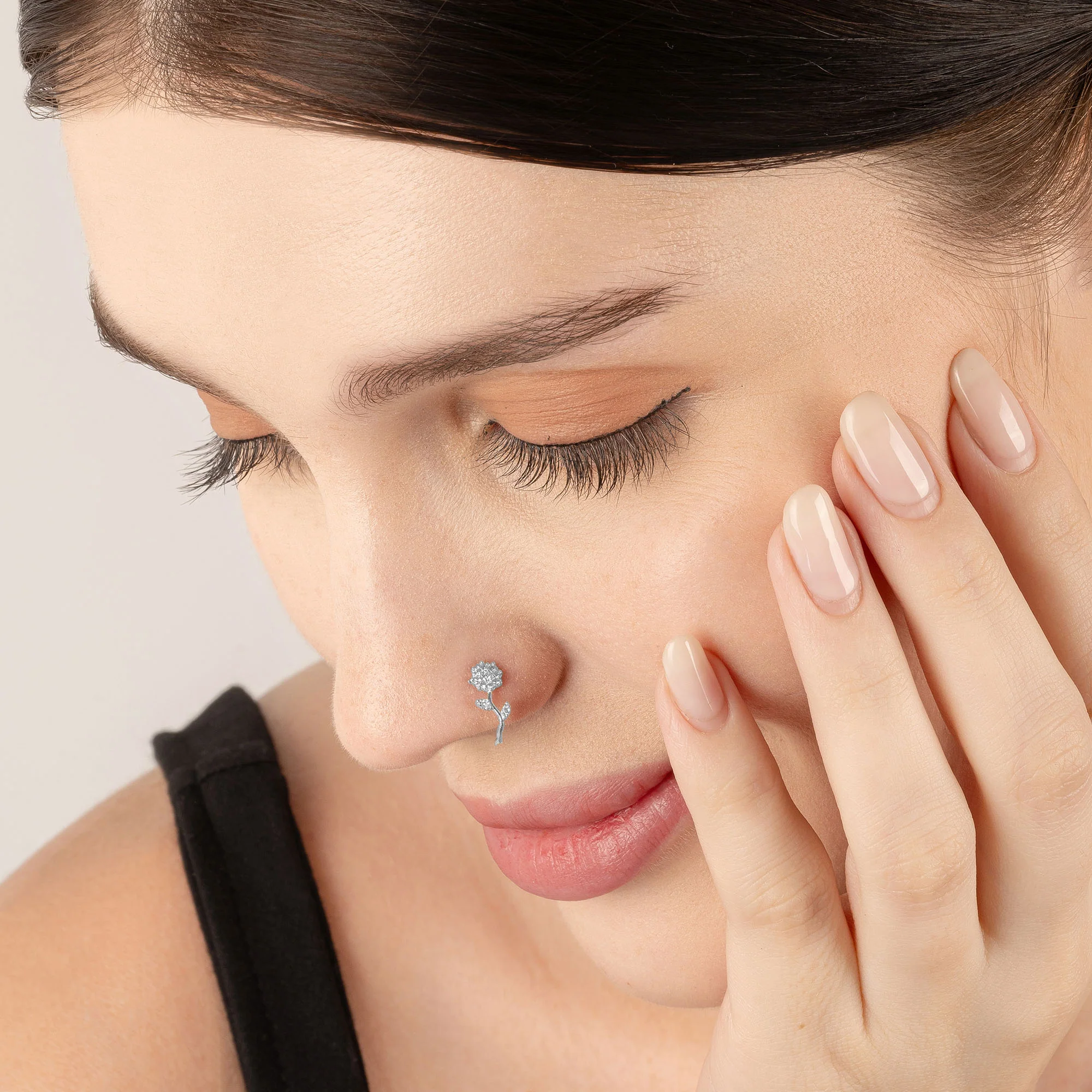 Floral CZ Spark Nose Pin - Image 3