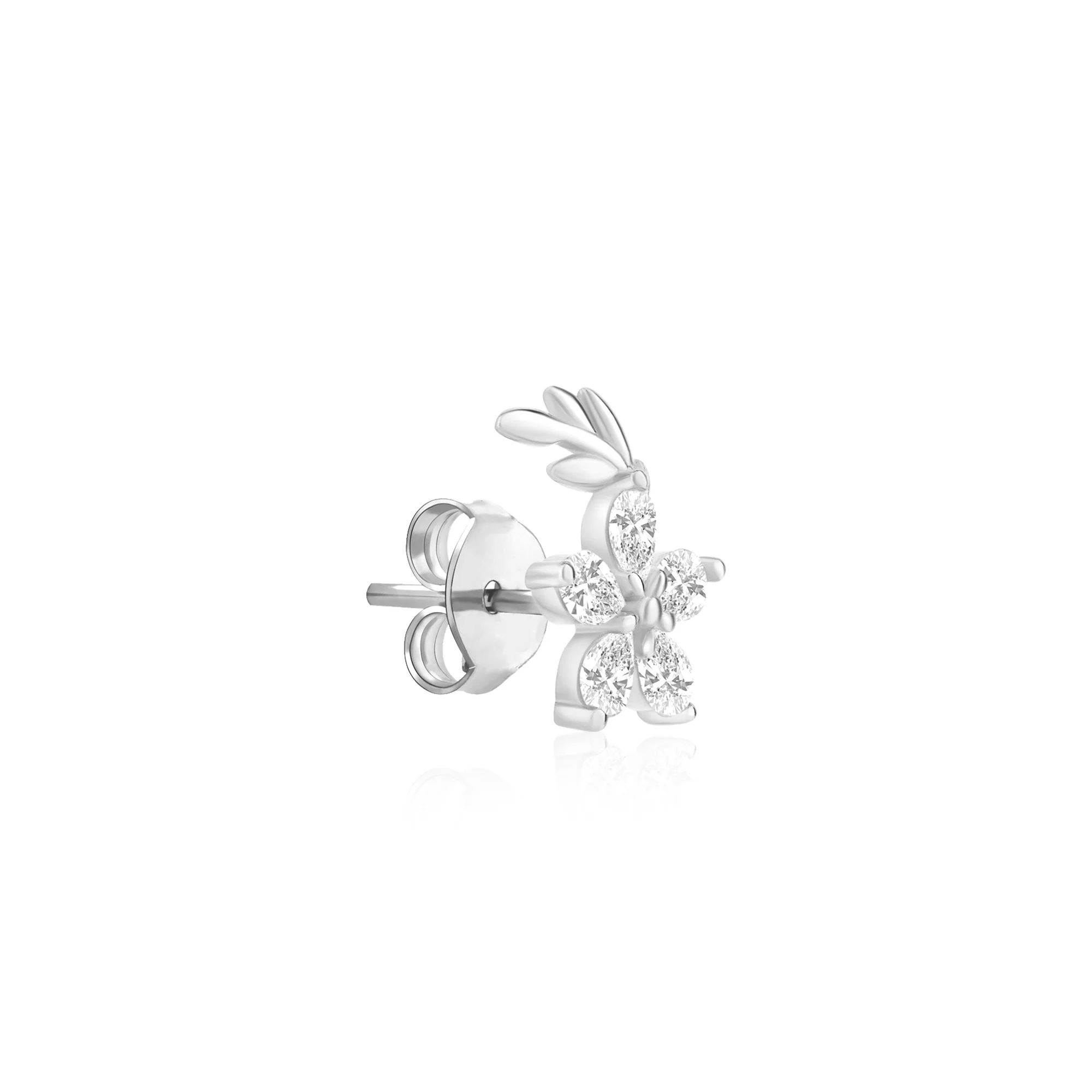 Floral CZ Stud Earrings - Image 13