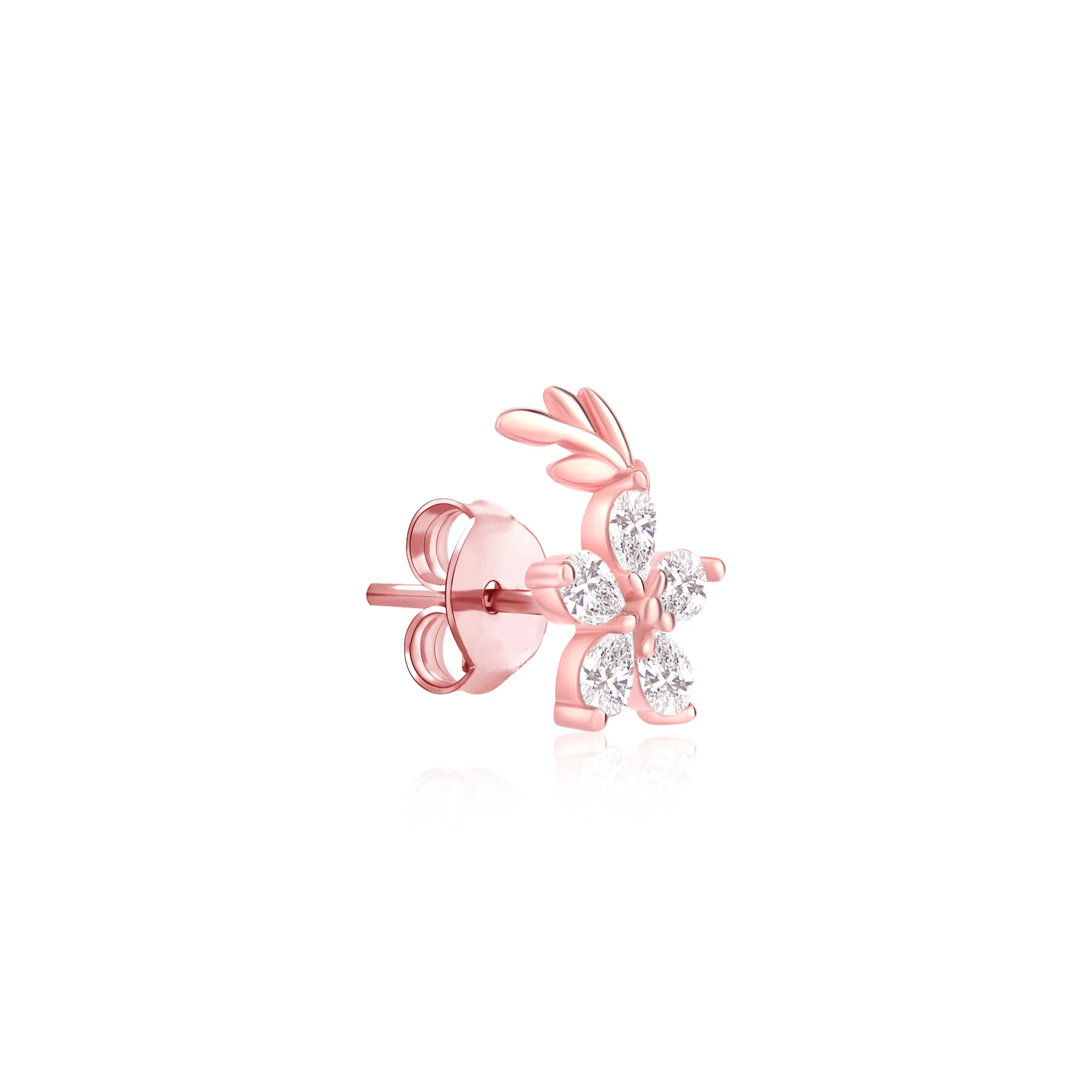 Floral CZ Stud Earrings - Image 6