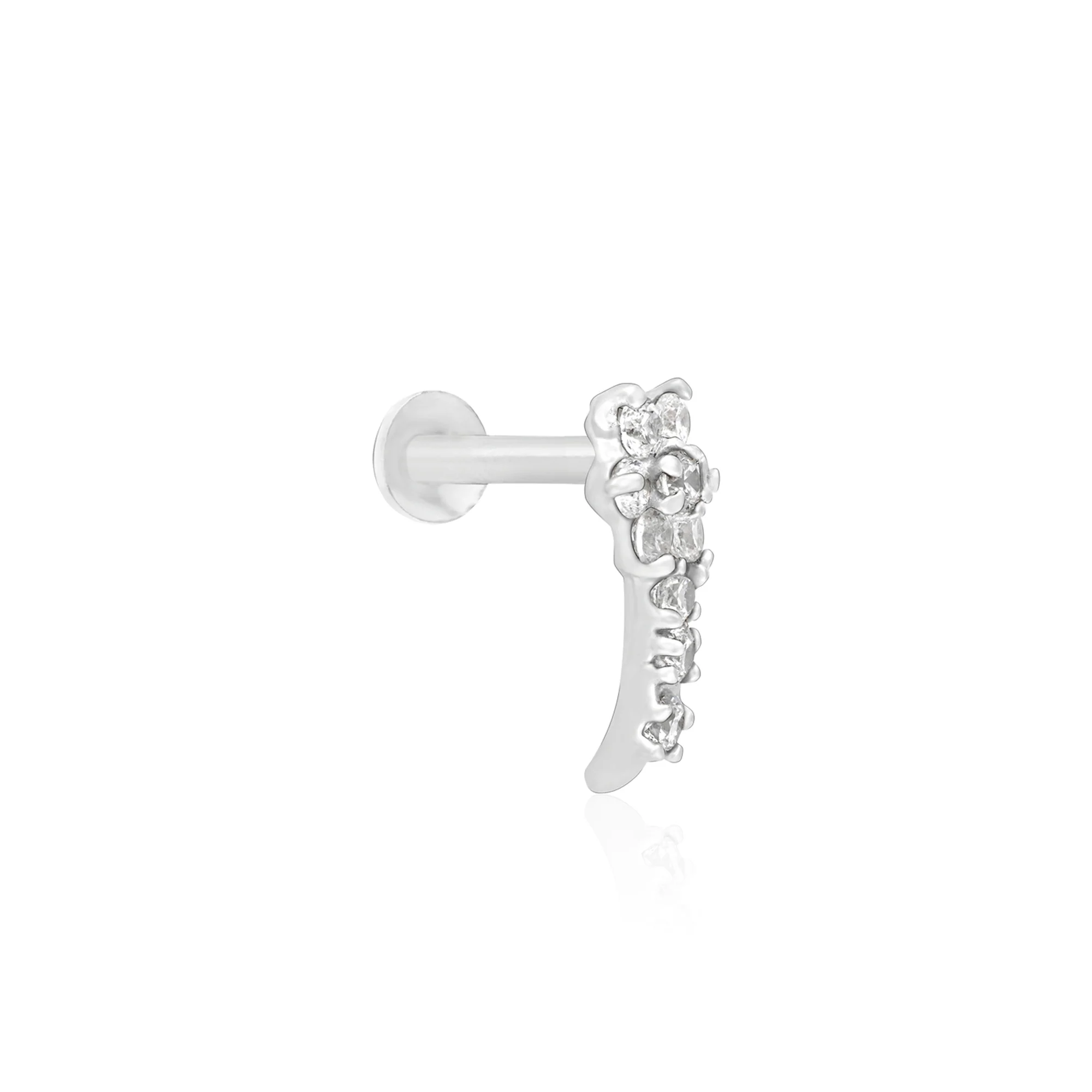 Floral Drop Silver Nose Pin - Image 2