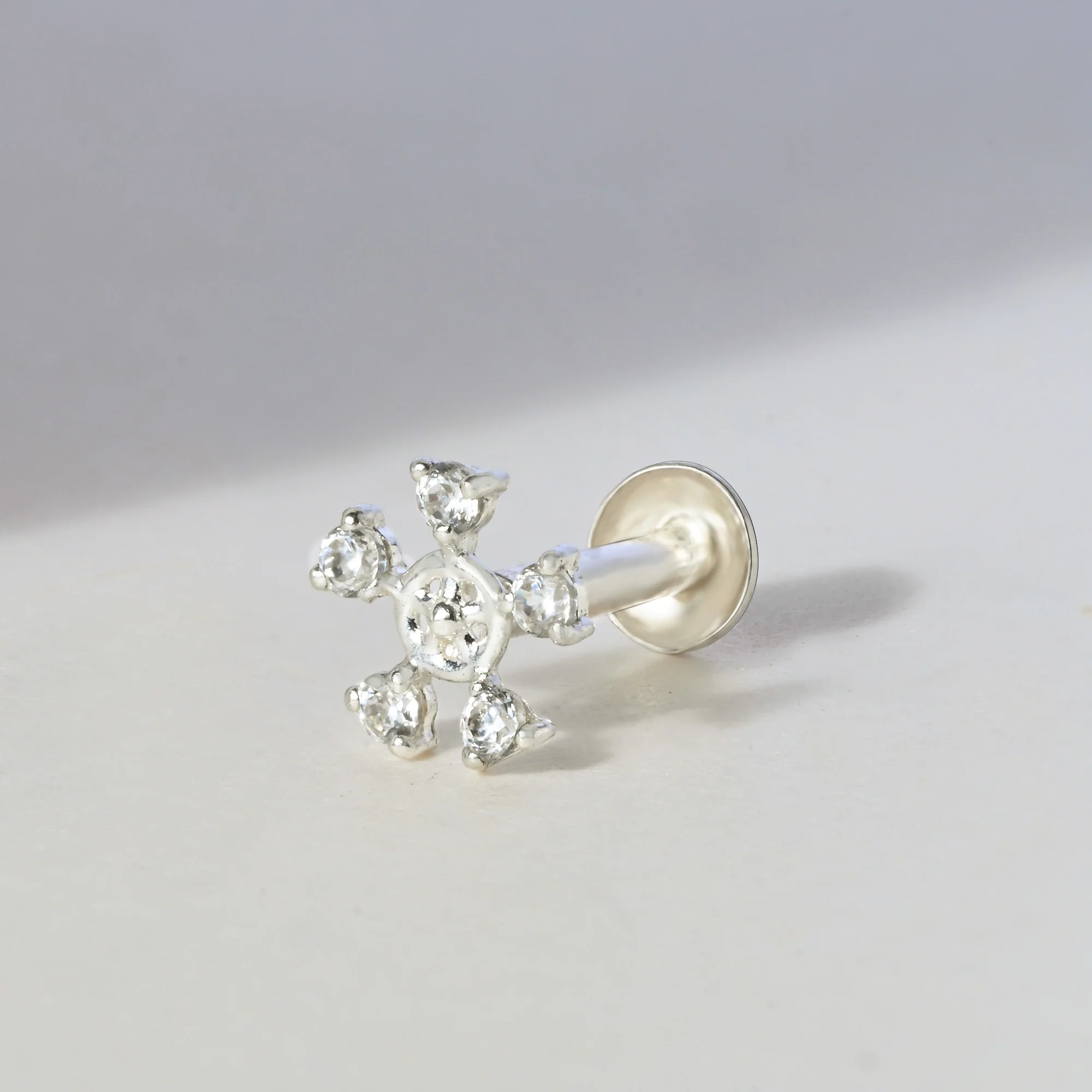 Floral Orbit Silver Nose Pin
