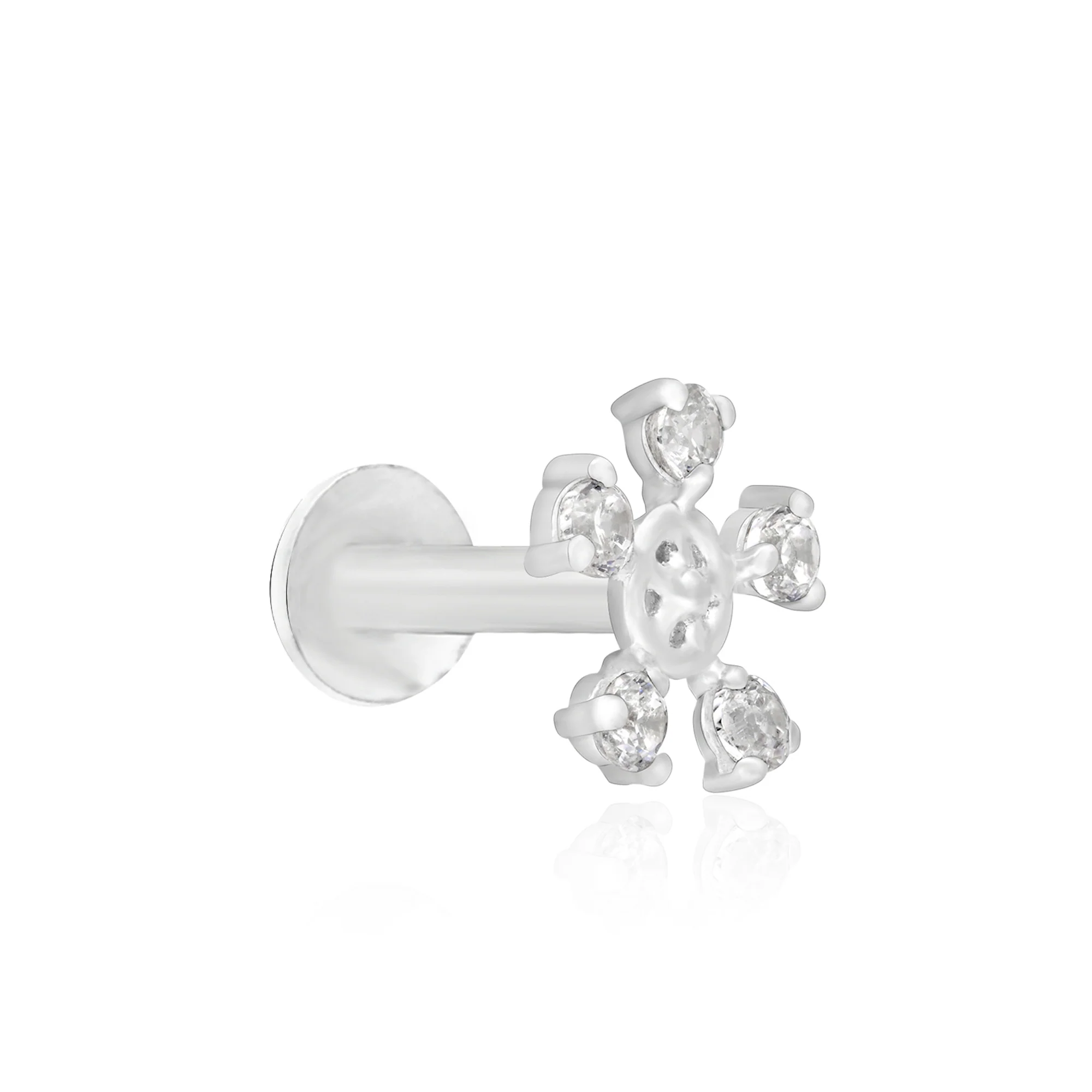 Floral Orbit Silver Nose Pin - Image 2
