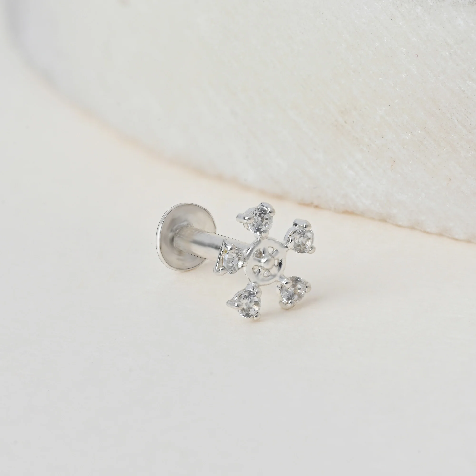 Floral Orbit Silver Nose Pin - Image 3