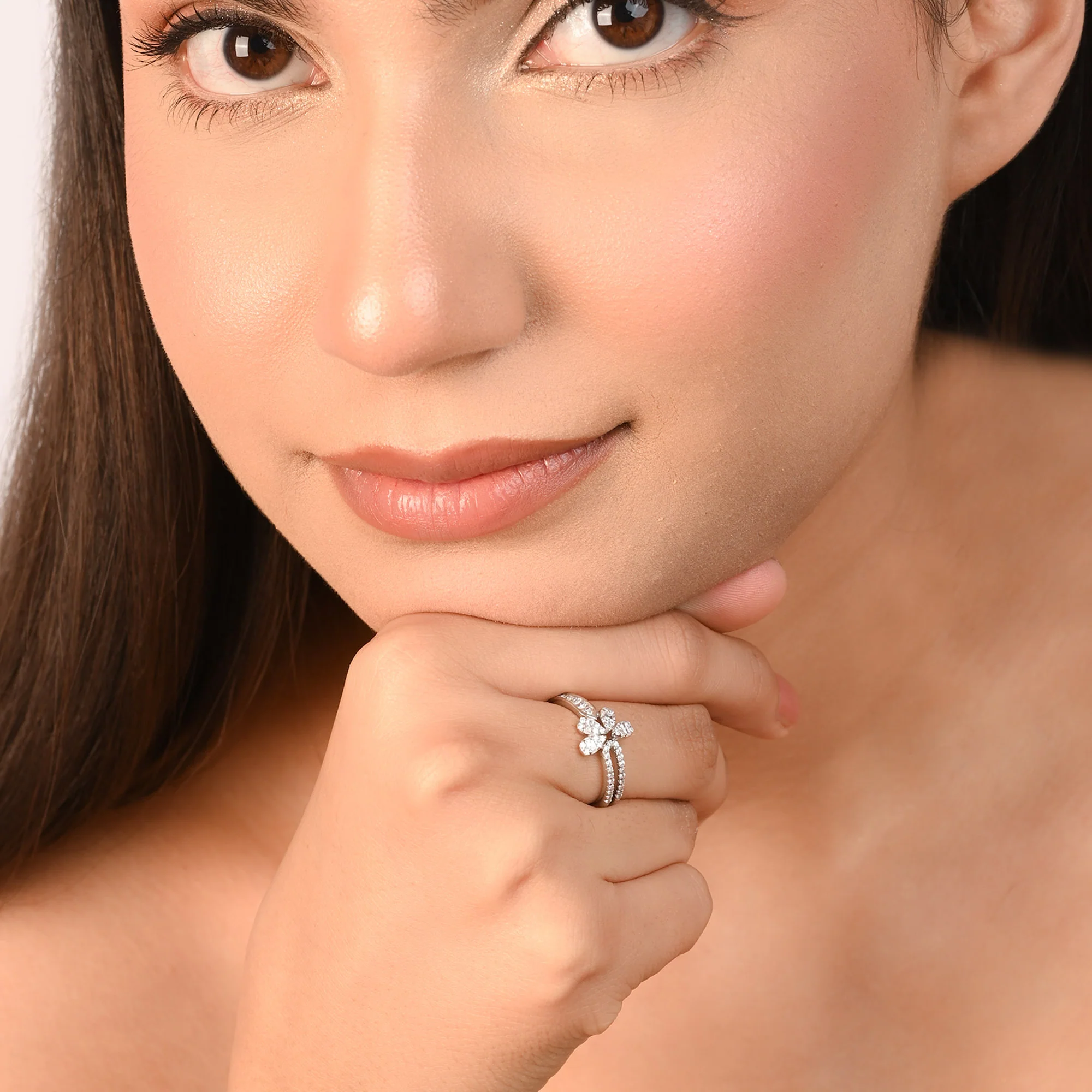 Floral Split Band Silver Ring - Image 3