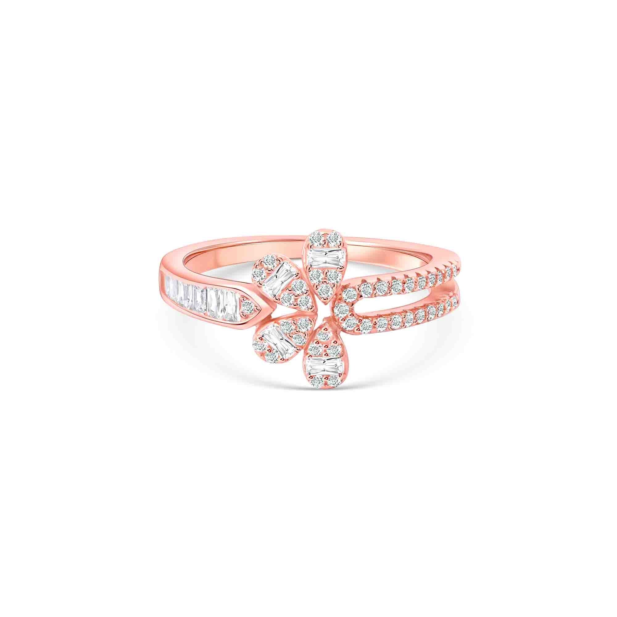 Floral Split Band Silver Ring - Image 9
