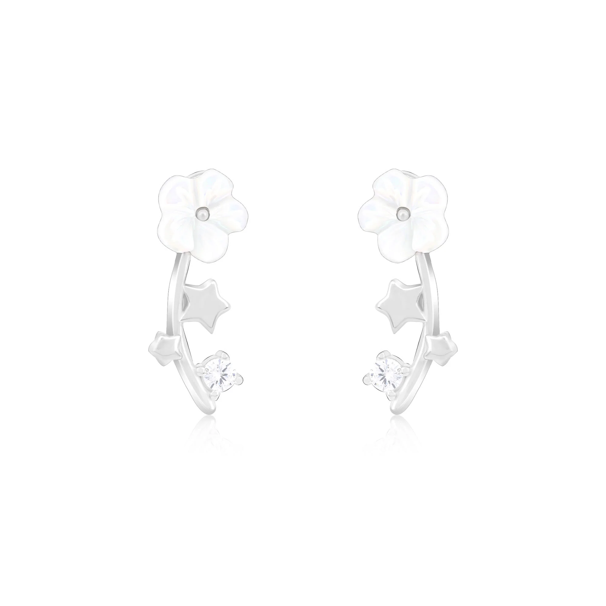Floral Stem Leaf Earrings - Image 2
