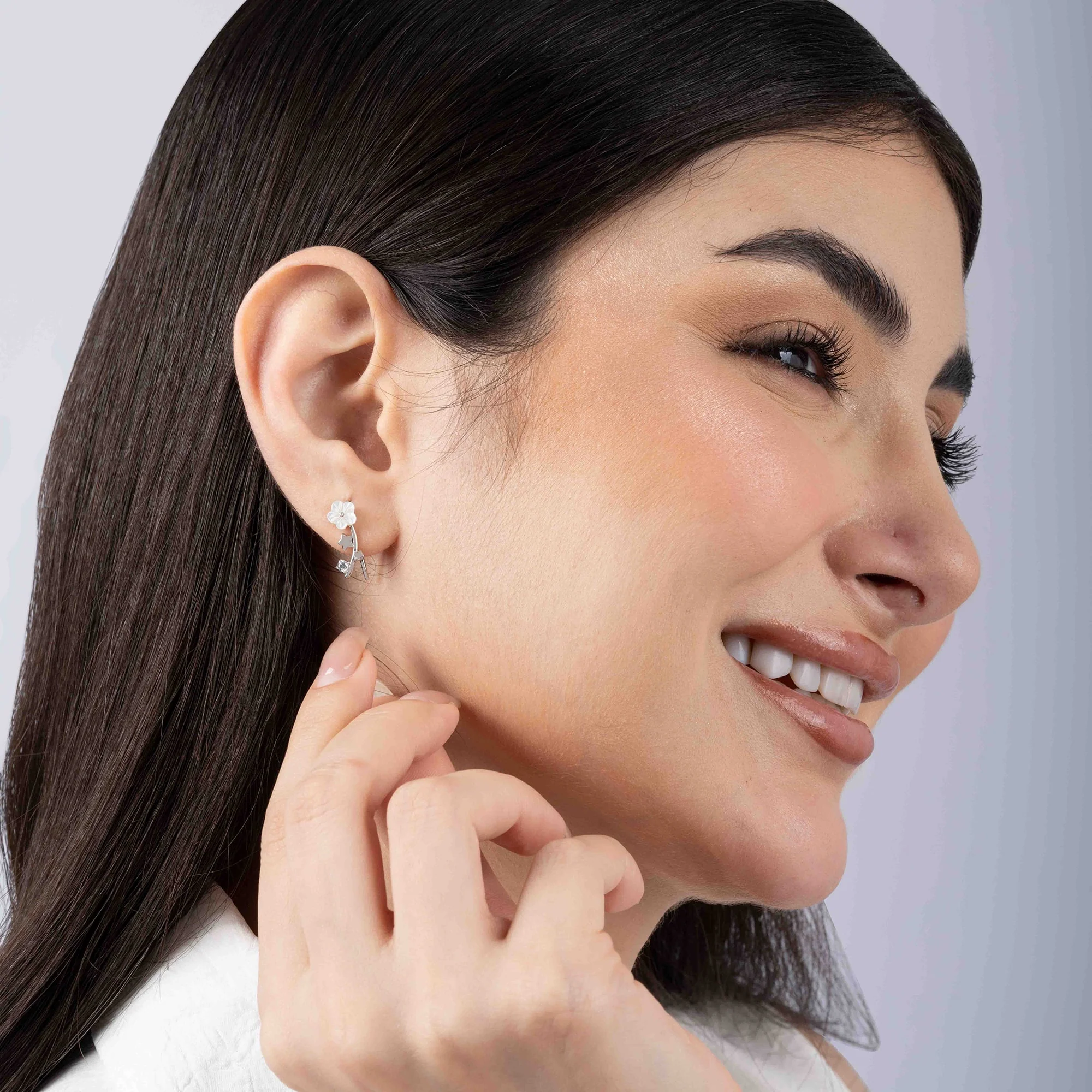 Floral Stem Leaf Earrings - Image 3