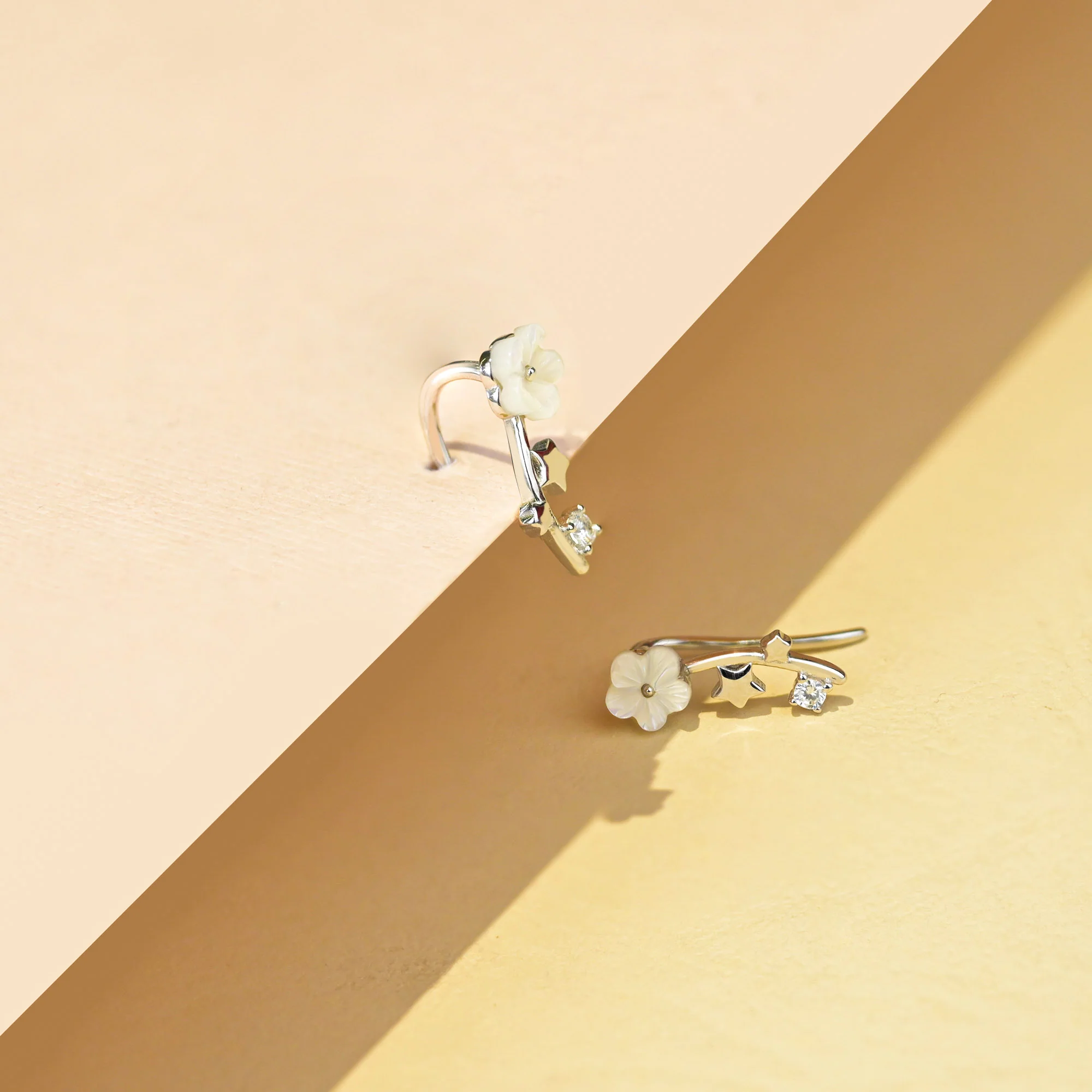 Floral Stem Leaf Earrings - Image 4