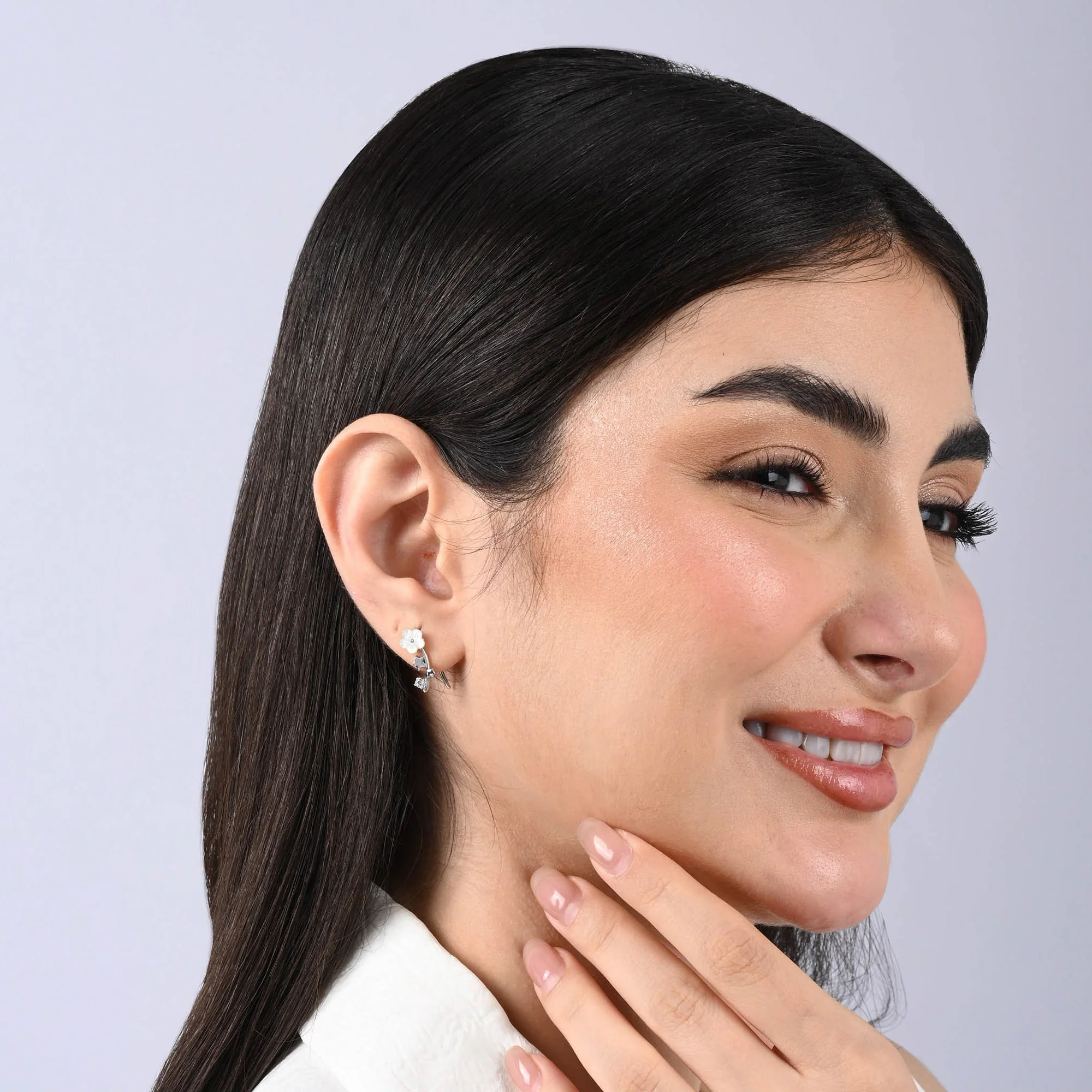 Floral Stem Leaf Earrings - Image 6