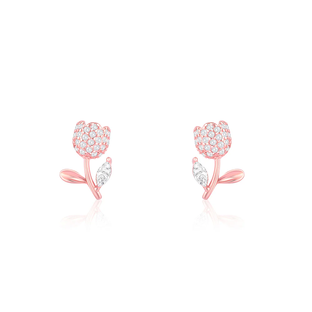 Floral Studs CZ Earrings - Image 10