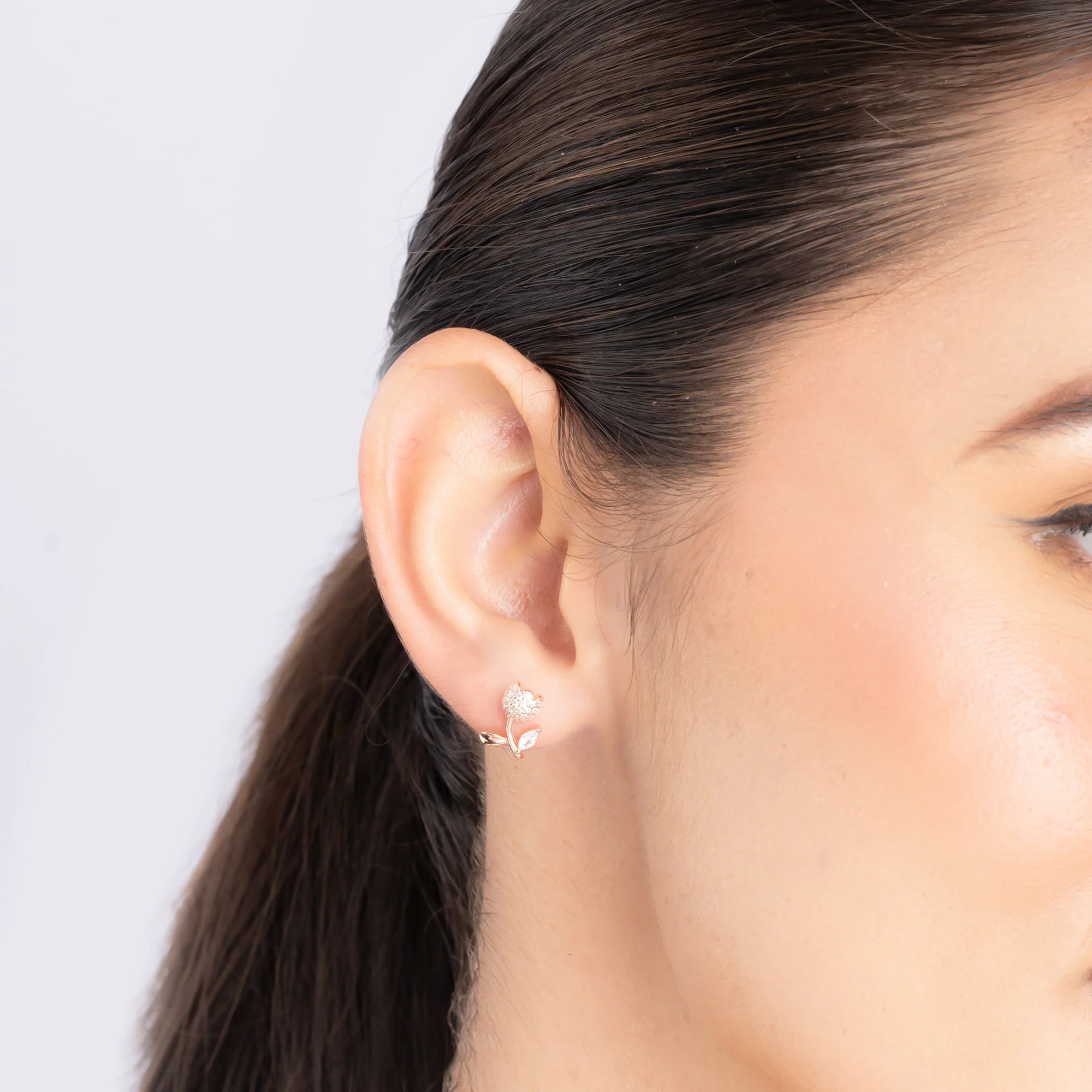 Floral Studs CZ Earrings - Image 12
