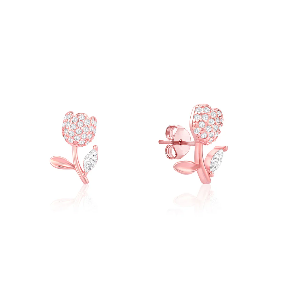 Floral Studs CZ Earrings - Image 8