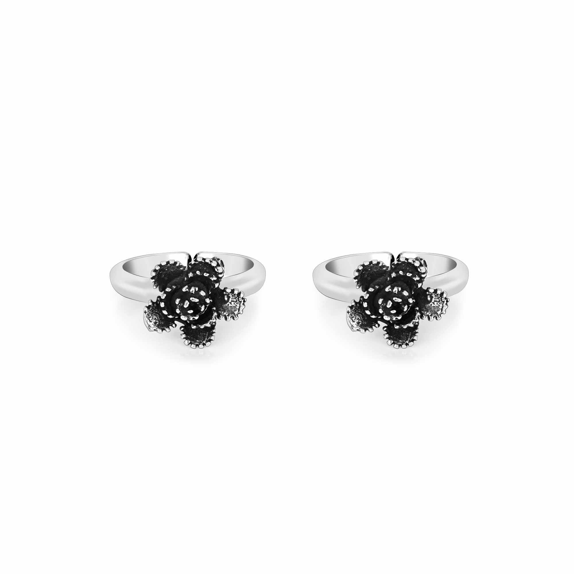 Floret Oxidized Toe Ring - Image 2