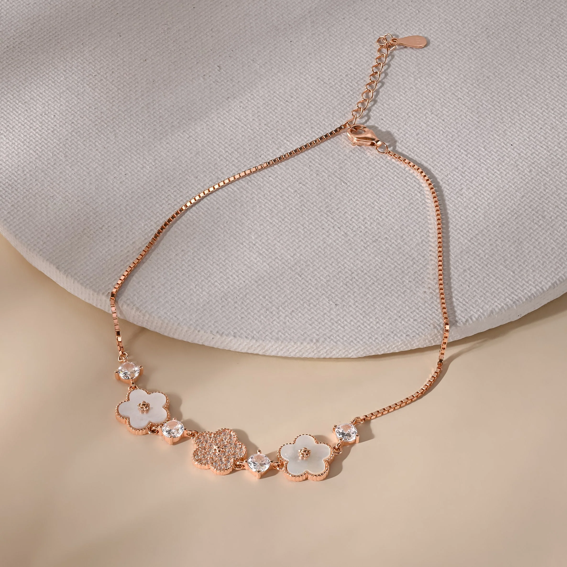 Flower Petal Stone Anklet - Image 3