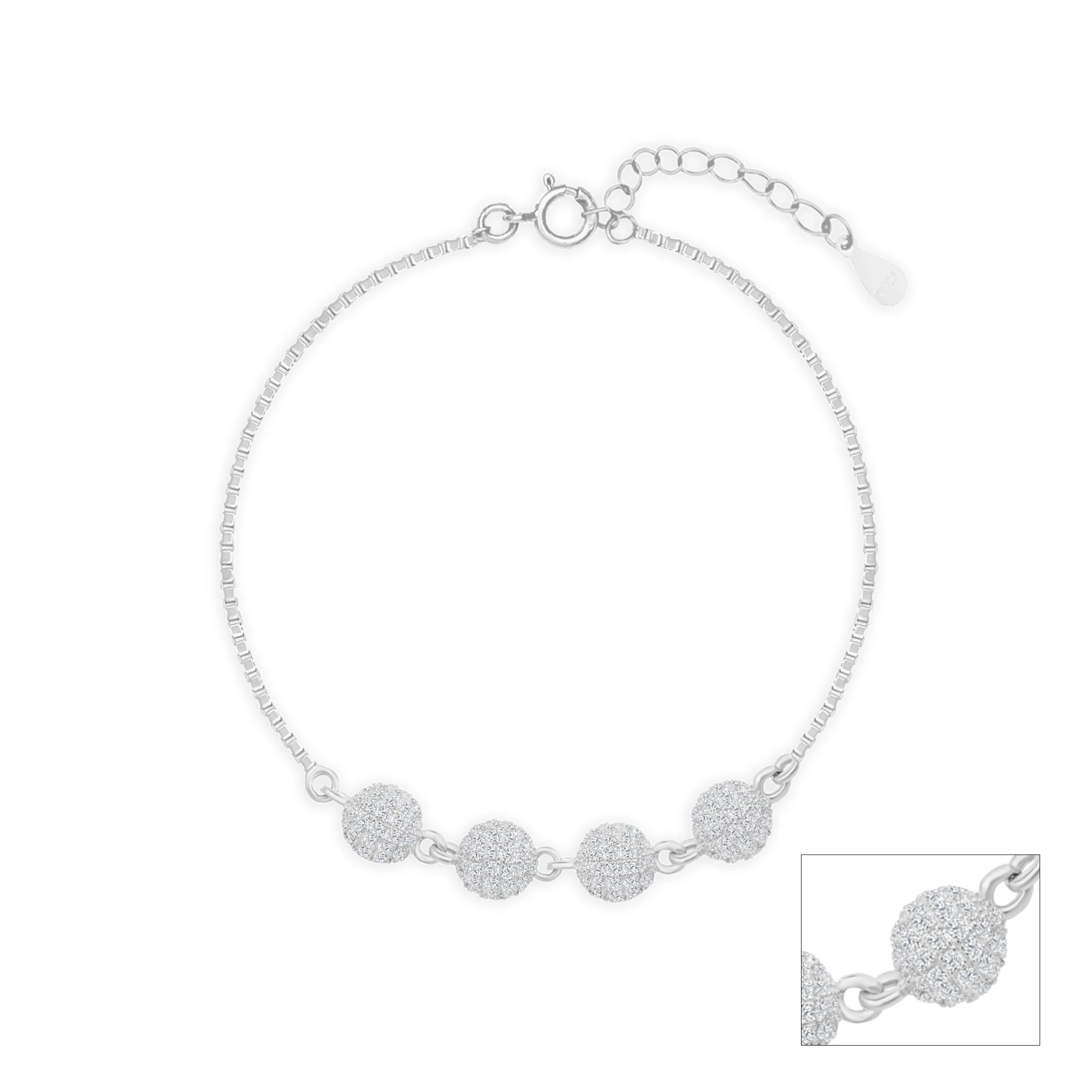 Glint Bead Silver Anklet - Image 2