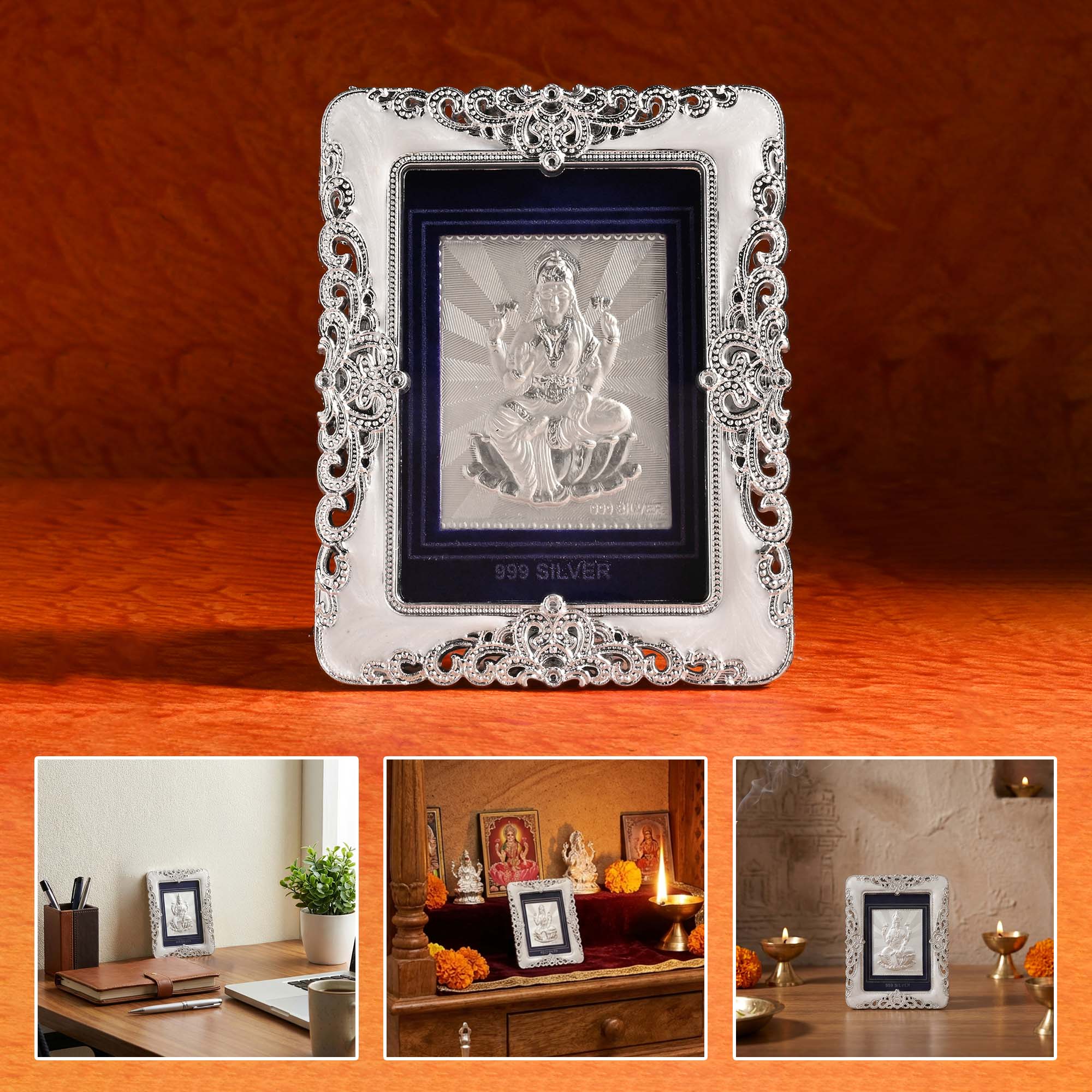 Goddess Lakshmi 999 Silver Photo Frame - Image 6