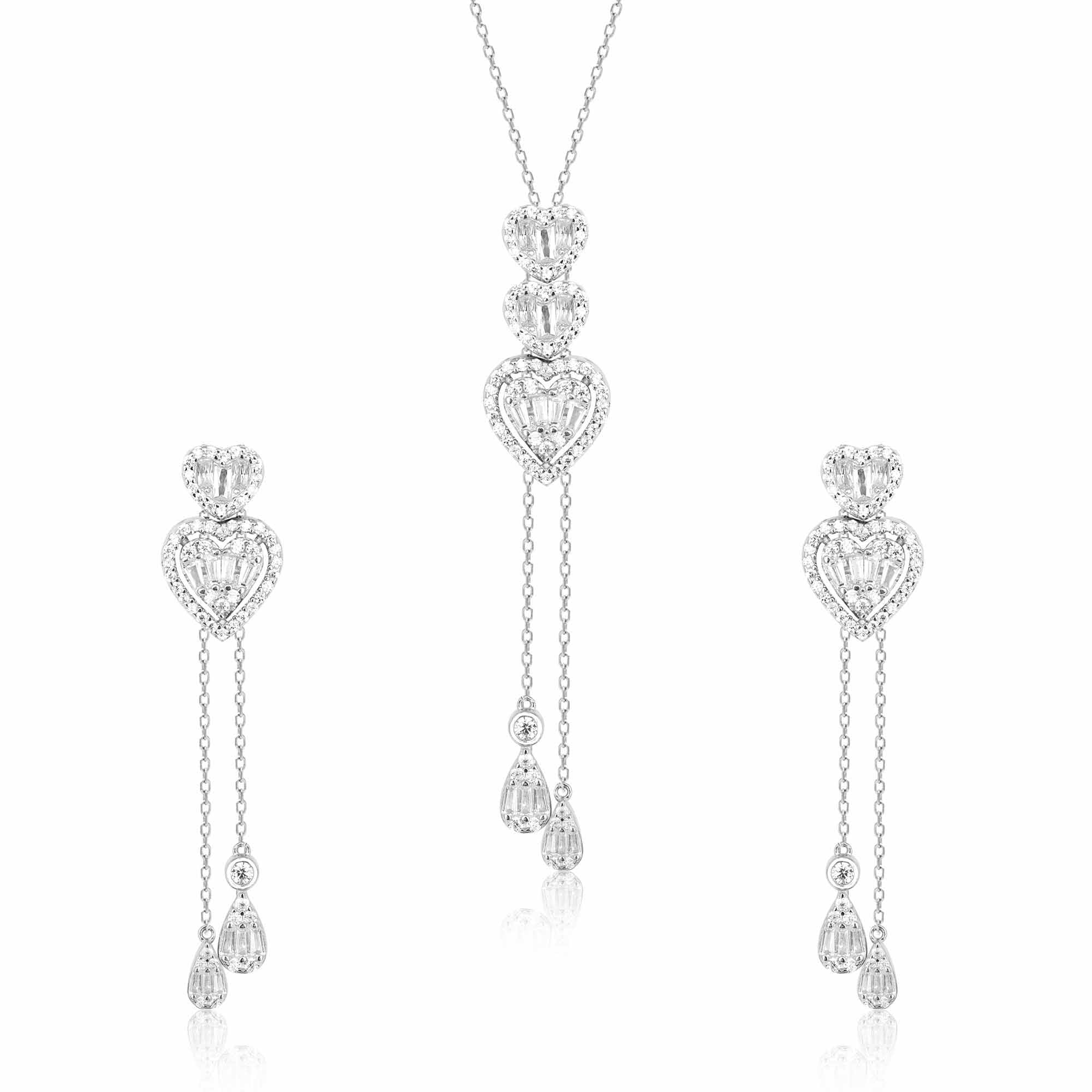 Graceful Heartstrings Silver Necklace Set - Image 10