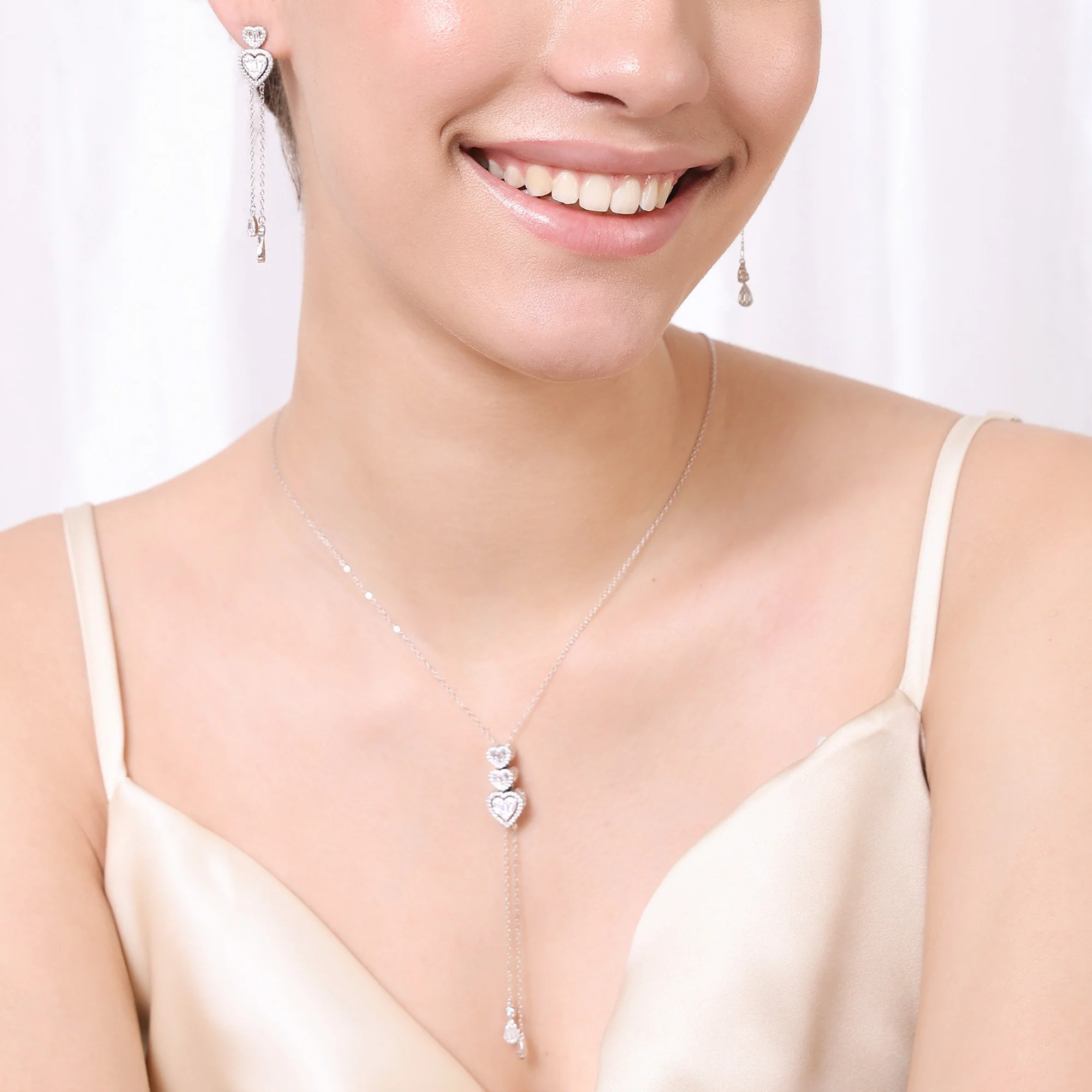 Graceful Heartstrings Silver Necklace Set - Image 11
