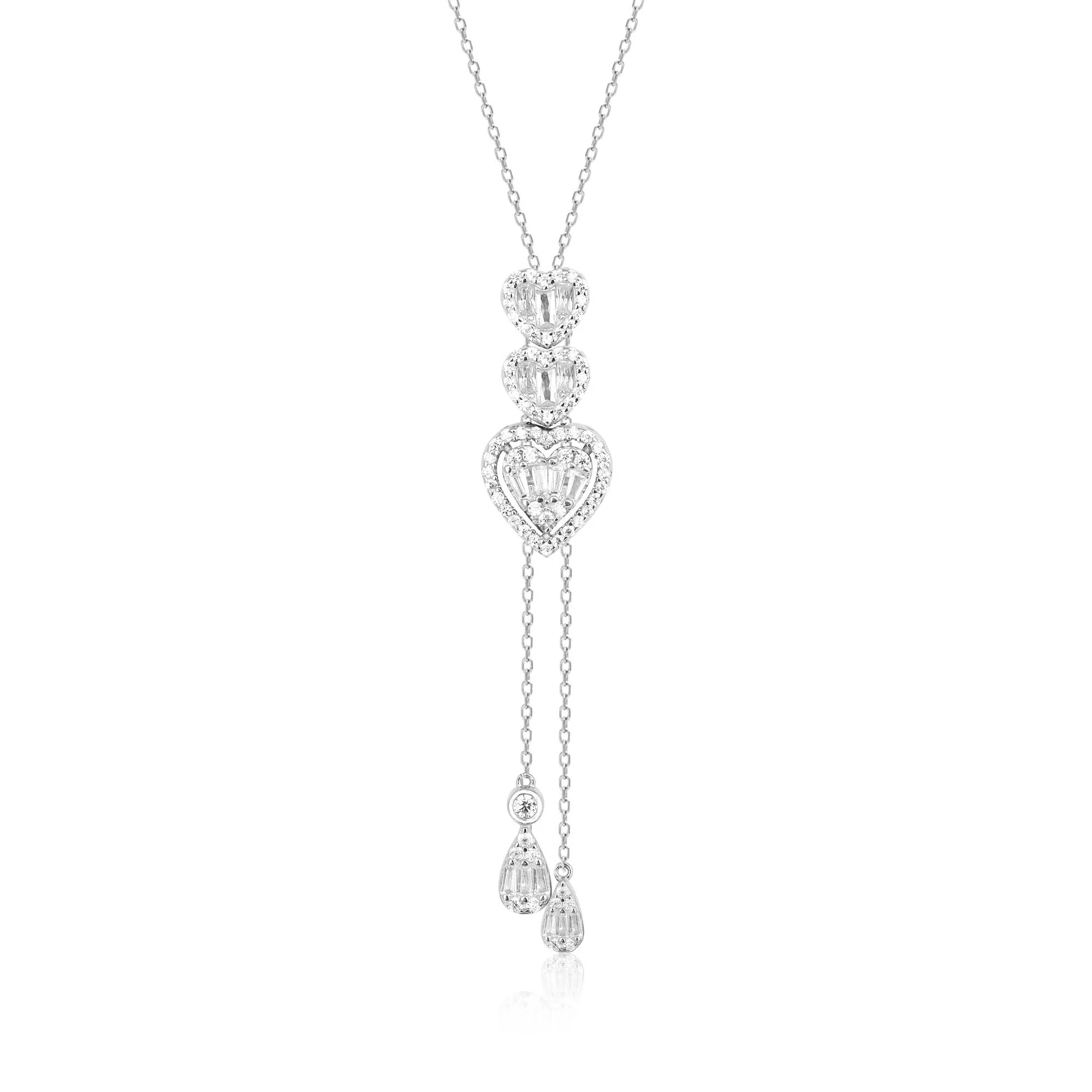 Graceful Heartstrings Silver Necklace Set - Image 12