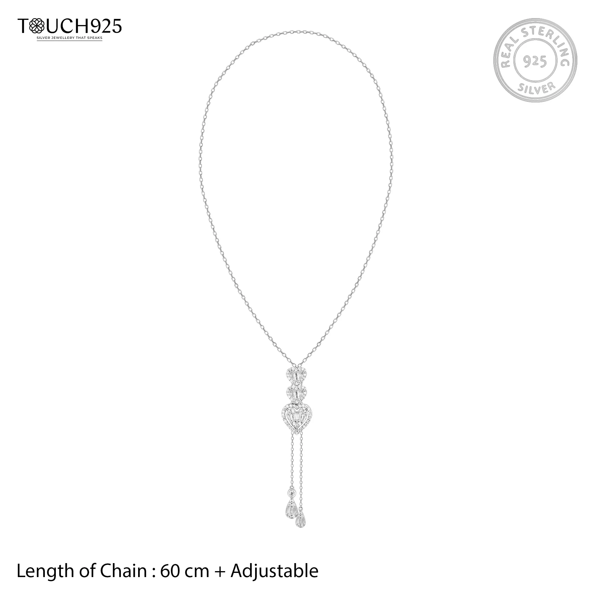 Graceful Heartstrings Silver Necklace Set - Image 18