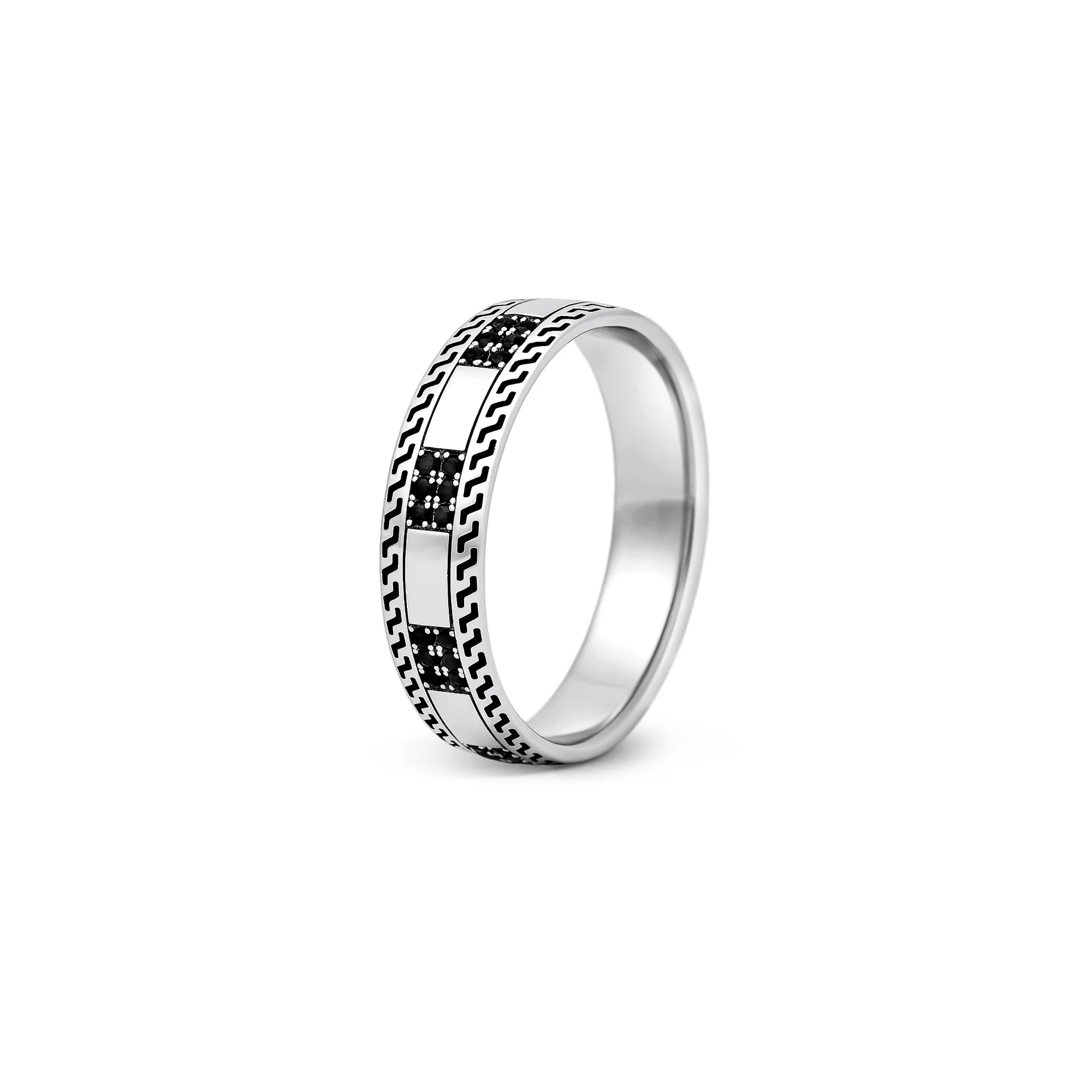 Gridline Textured Silver Ring - Image 5