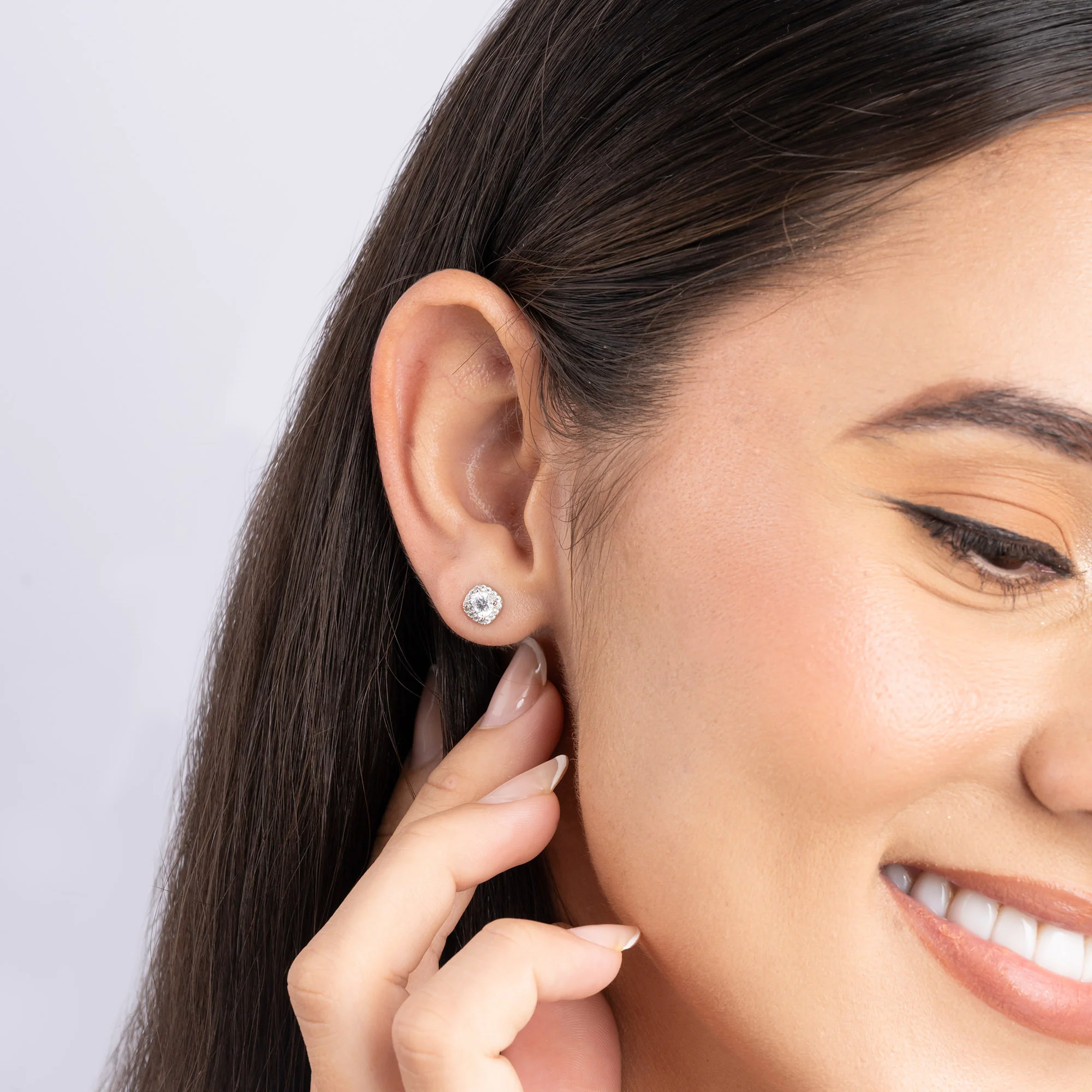 Halo CZ Stud Earrings - Image 11