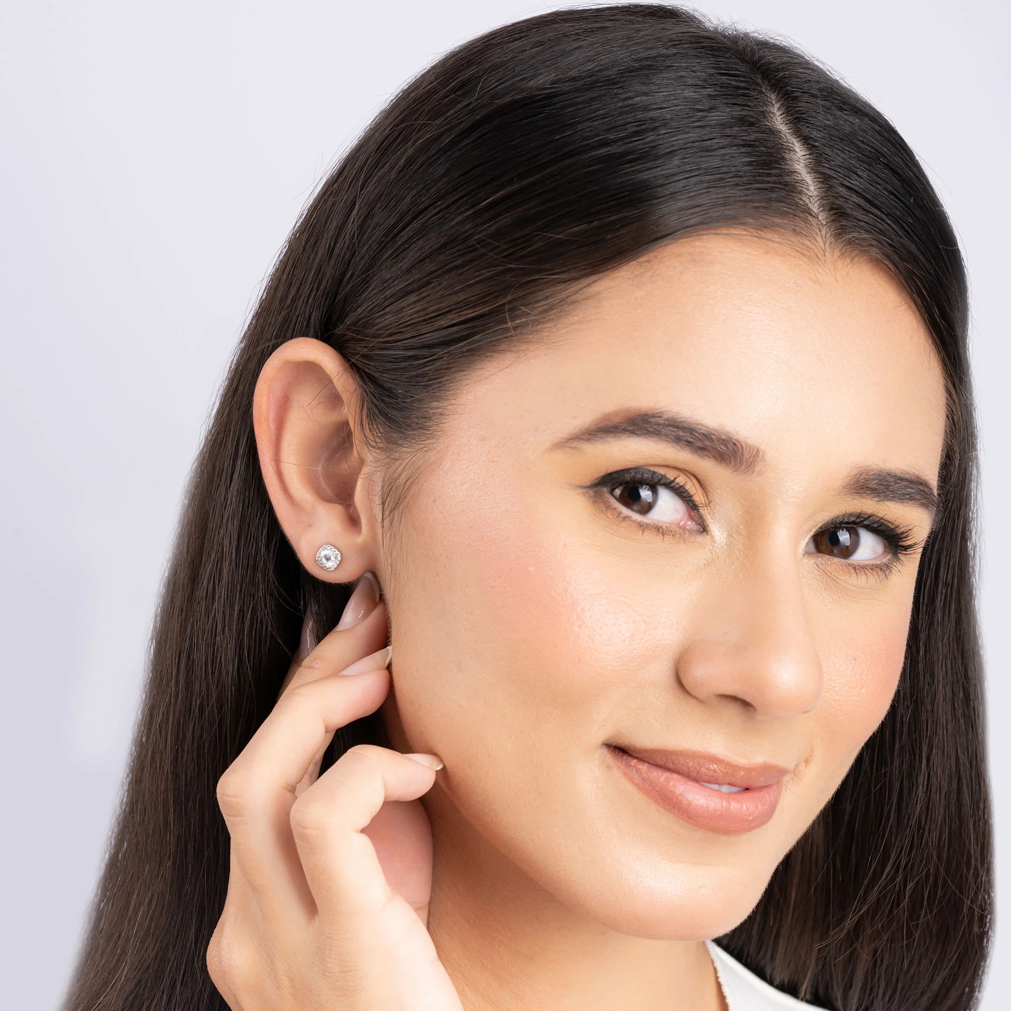 Halo CZ Stud Earrings - Image 12